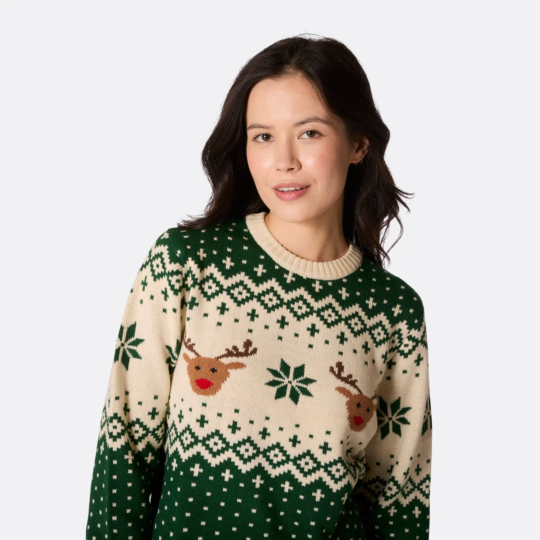 Grüner Retro Rentier Weihnachtspullover Damen - Image 4