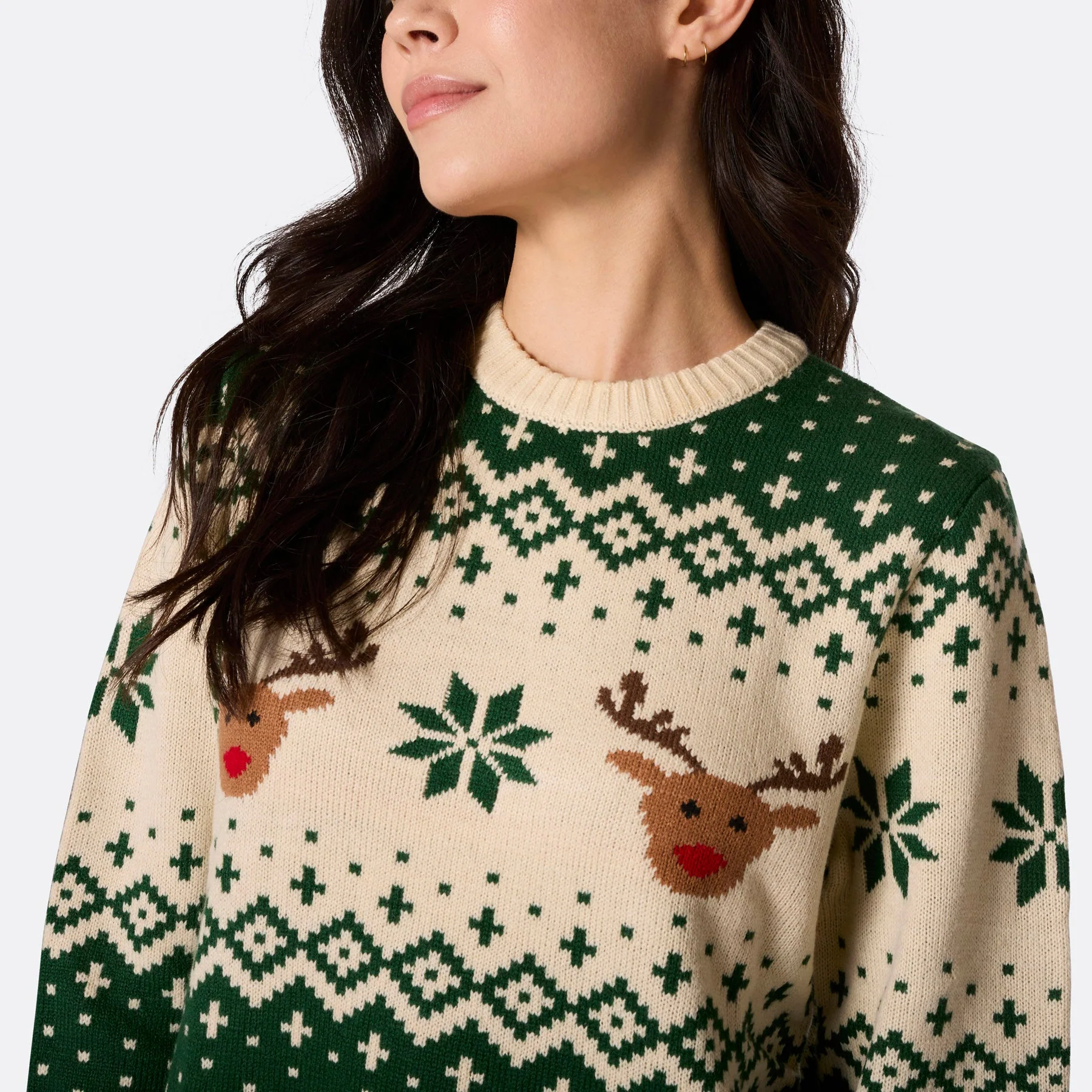 Grüner Retro Rentier Weihnachtspullover Damen - Image 5