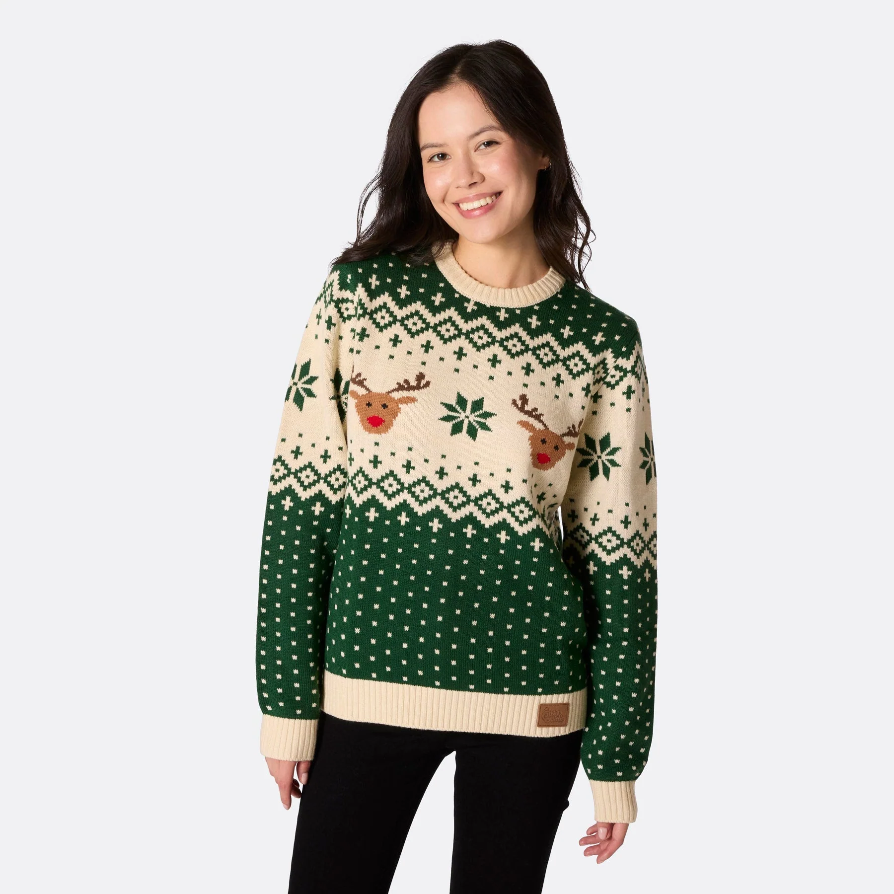 Grüner Retro Rentier Weihnachtspullover für die ganze Familie - Image 3