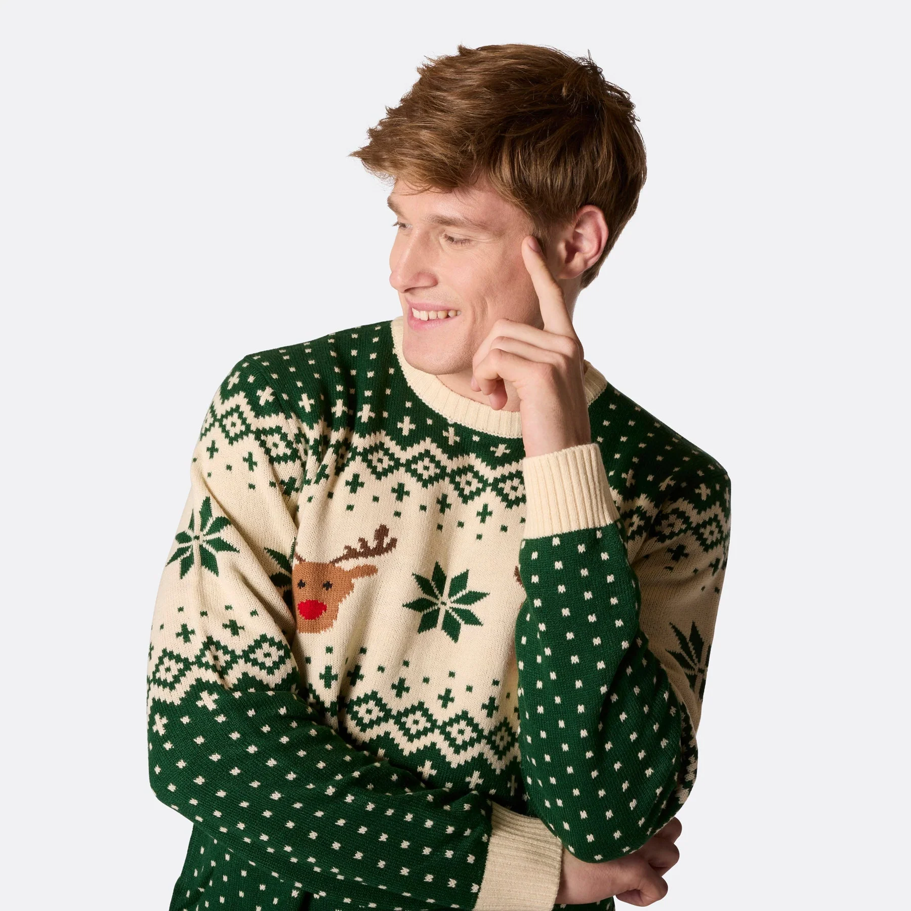 Grüner Retro Rentier Weihnachtspullover für die ganze Familie - Image 4