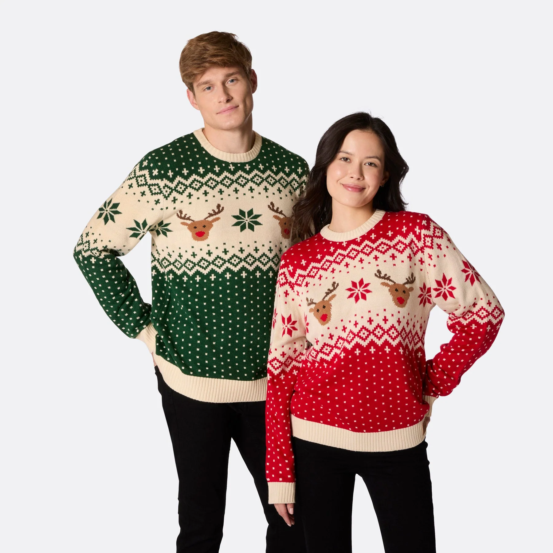 Grüner Retro Rentier Weihnachtspullover Herren - Image 7