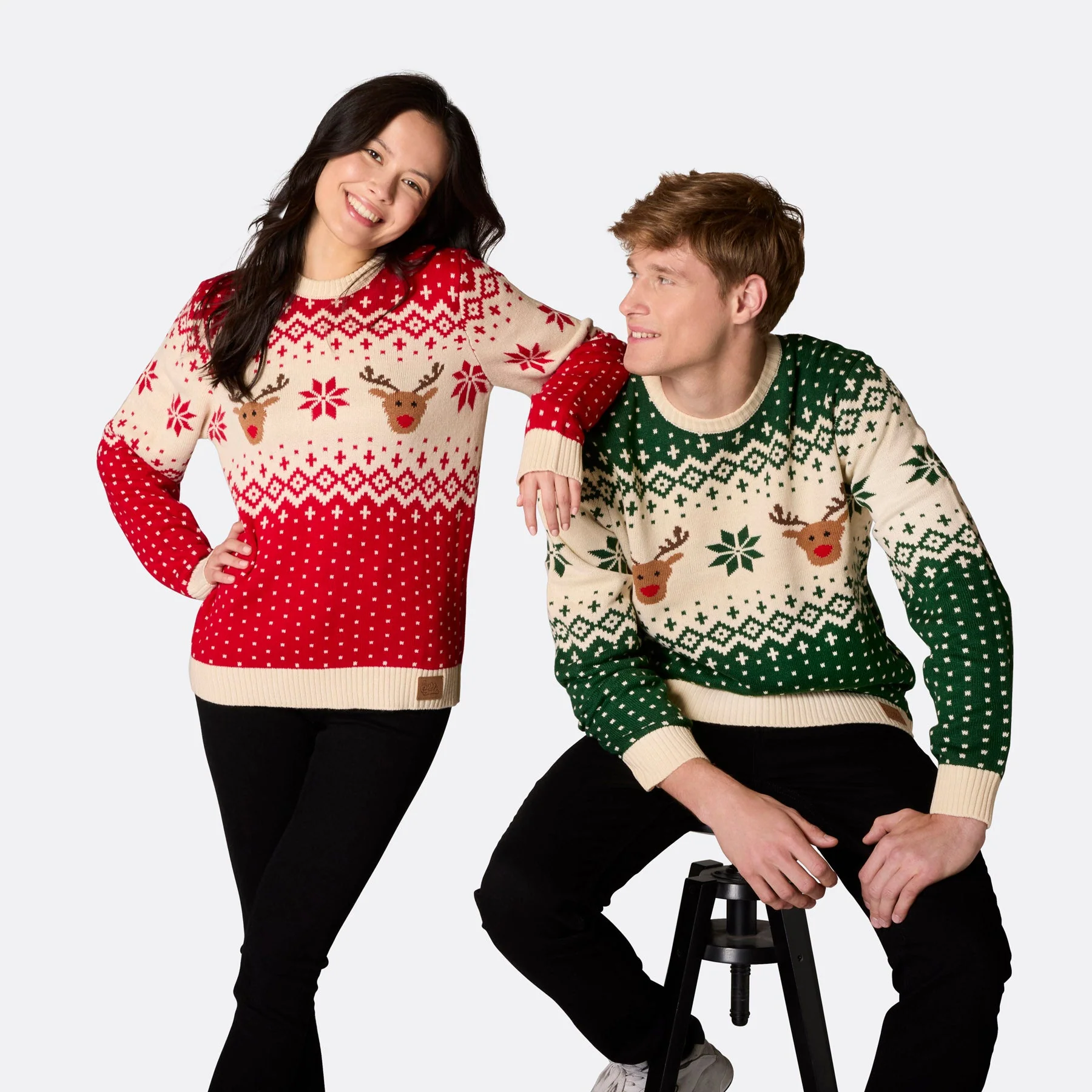 Grüner Retro Rentier Weihnachtspullover Herren - Image 8