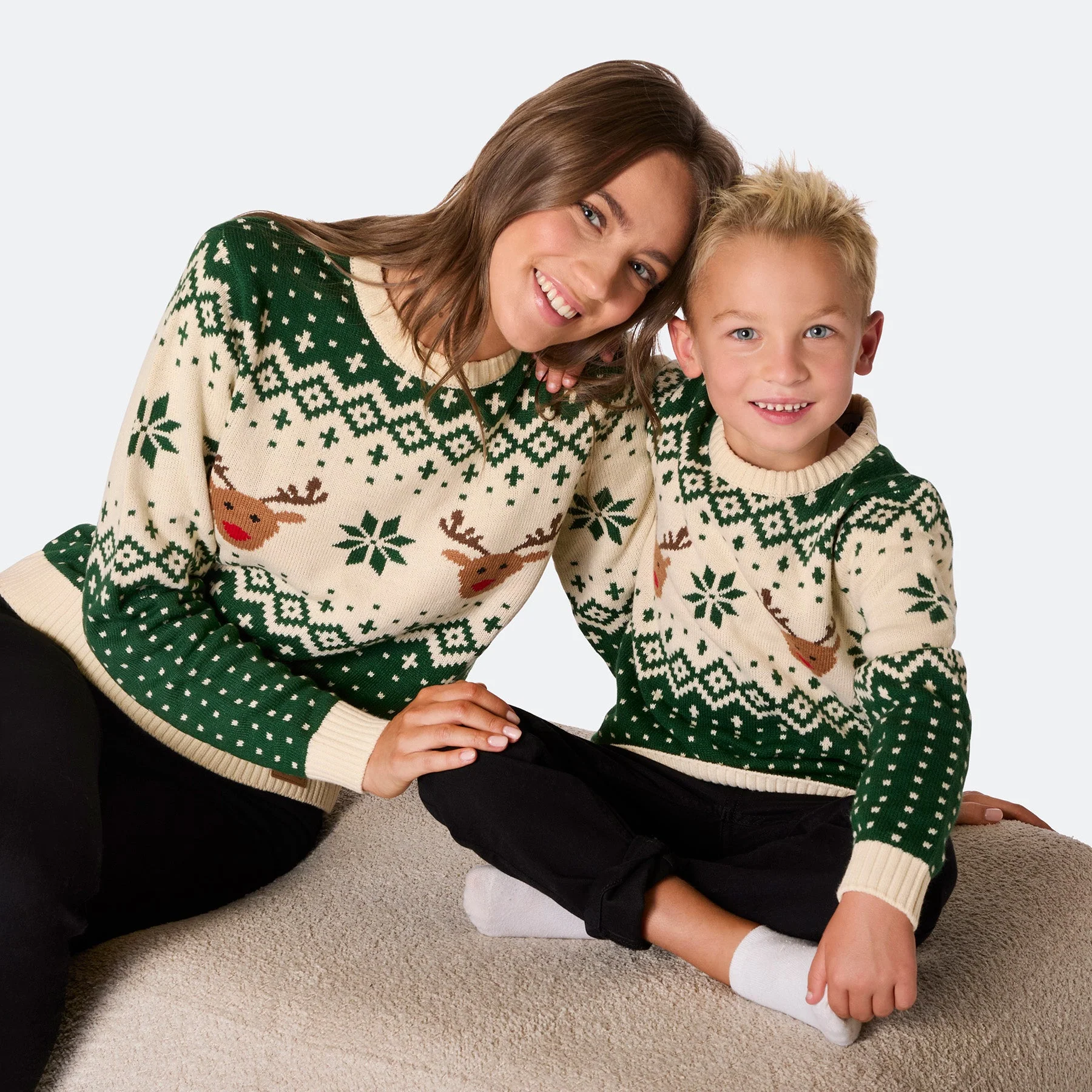 Grüner Retro Rentier Weihnachtspullover Kinder - Image 6
