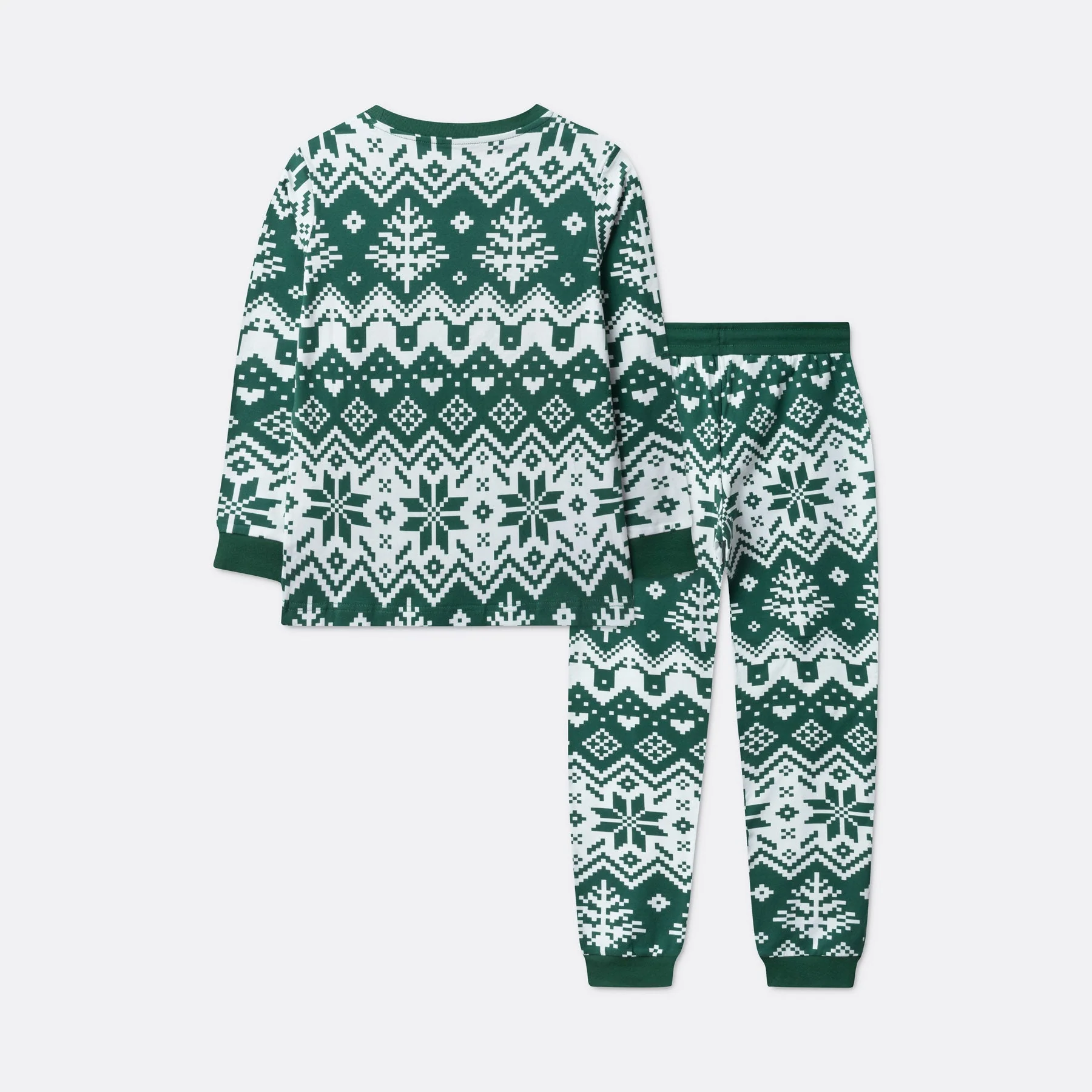 Grüner Winter Strickmuster Weihnachtspyjama Kinder - Image 5