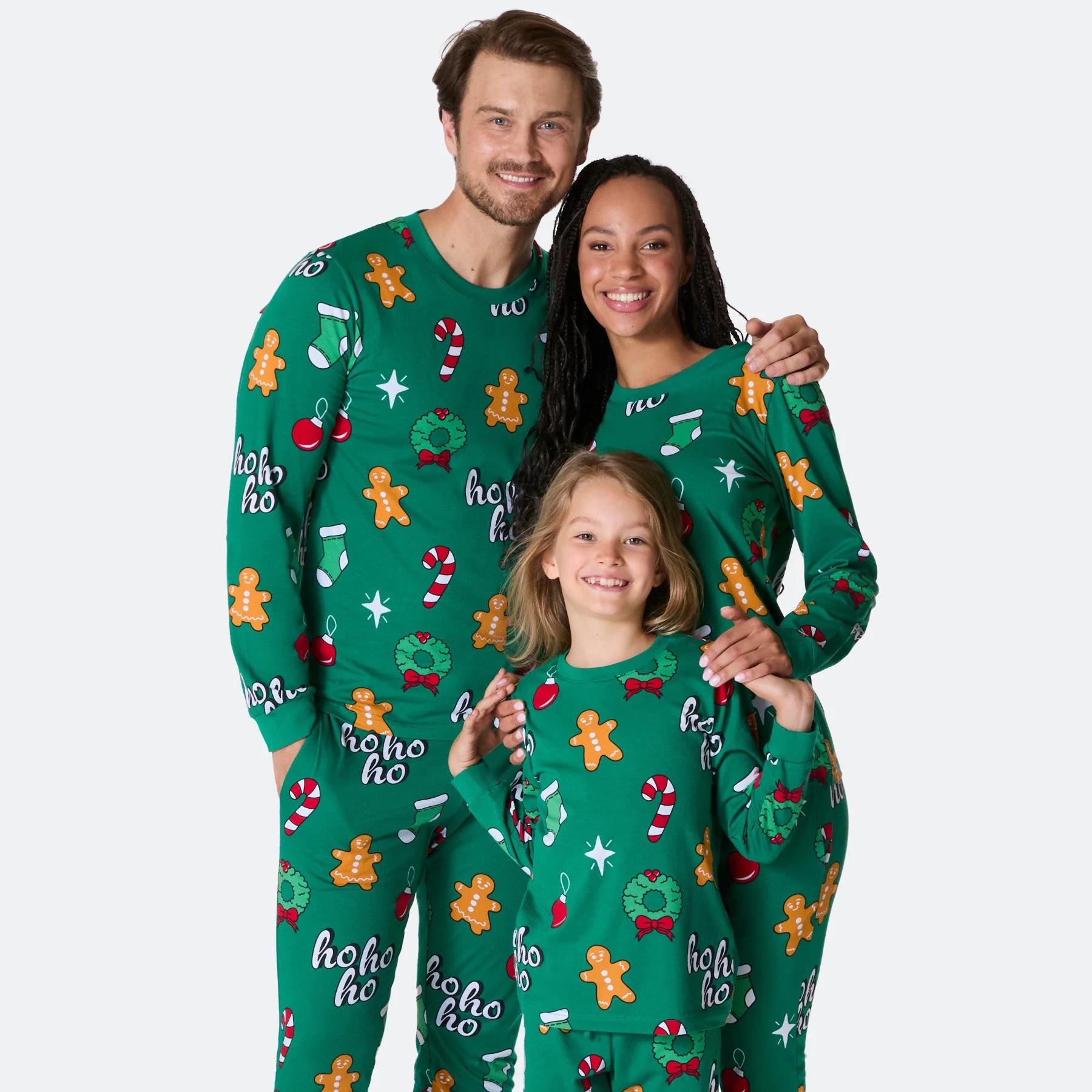 Grüner Hohoho Weihnachtspyjama Familie