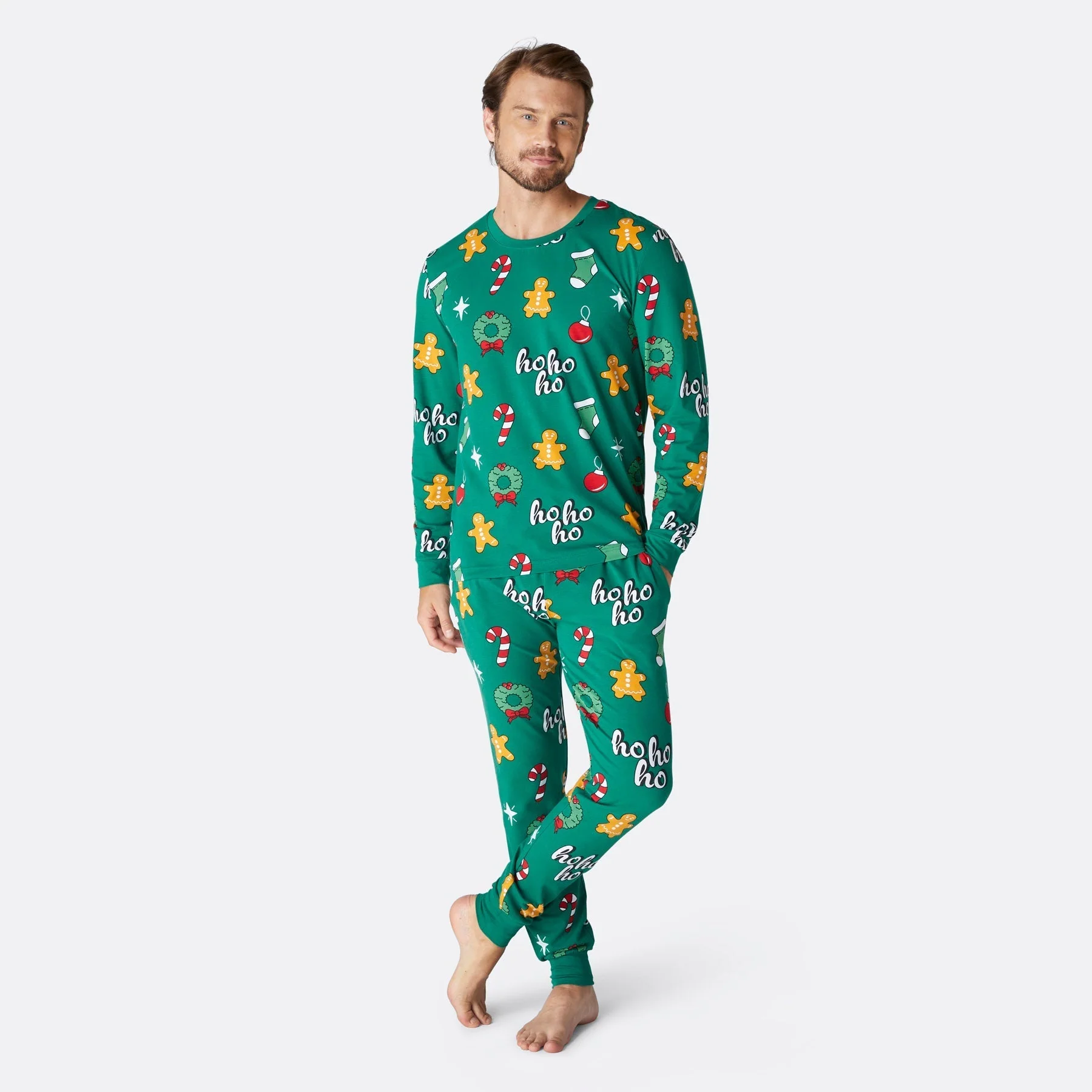 Grüner Hohoho Weihnachtspyjama Familie - Image 4