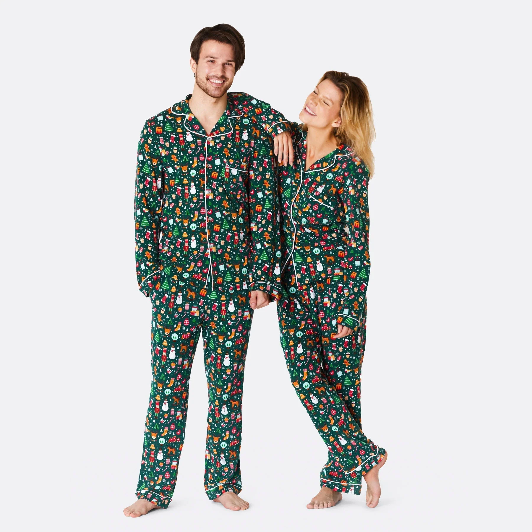 Grüner Weihnachtstraum Weihnachtspyjama mit Kragen Damen - Image 2