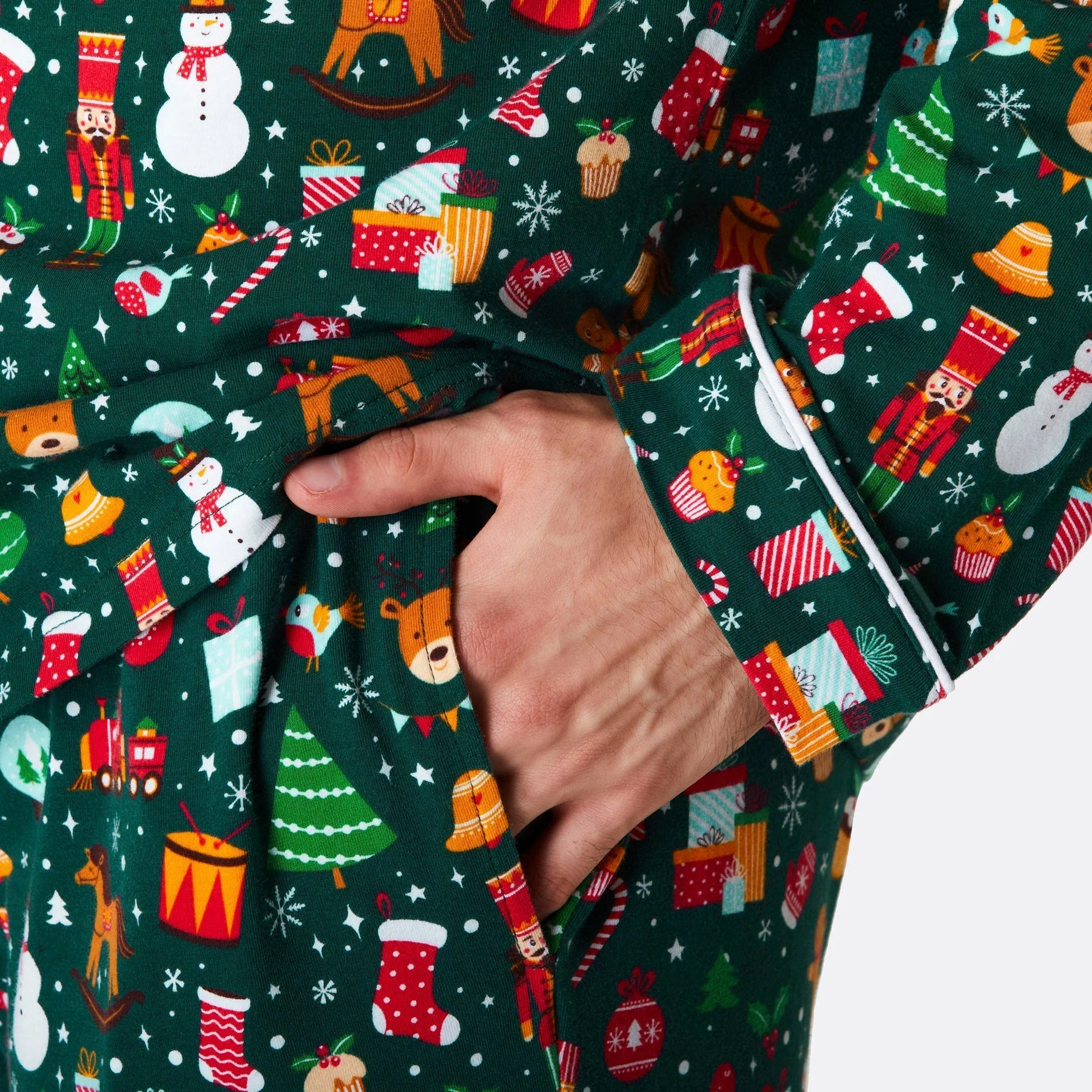 Grüner Weihnachtstraum Weihnachtspyjama mit Kragen Herren - Image 5