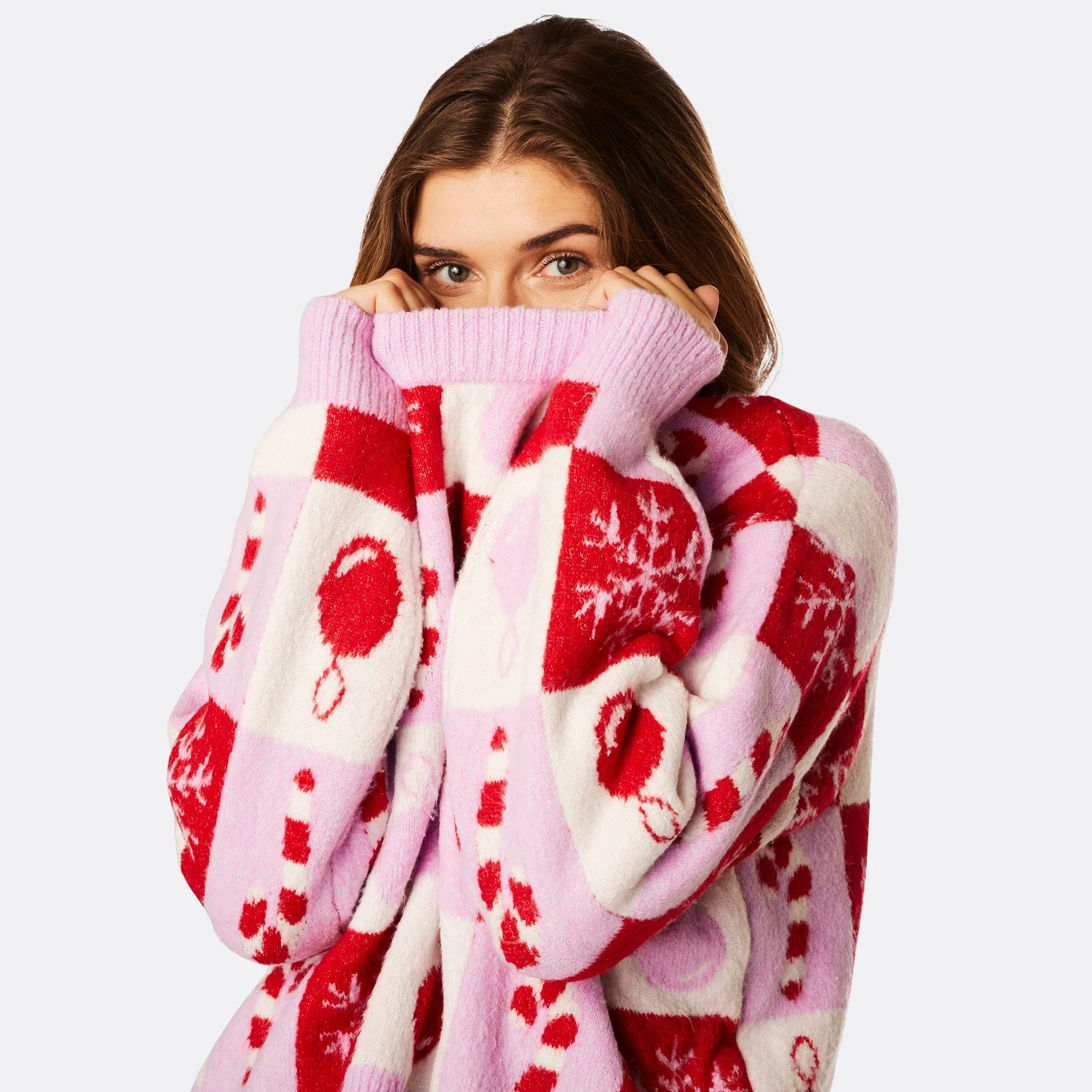 Karierter Oversized Weihnachtspullover Damen - Image 3