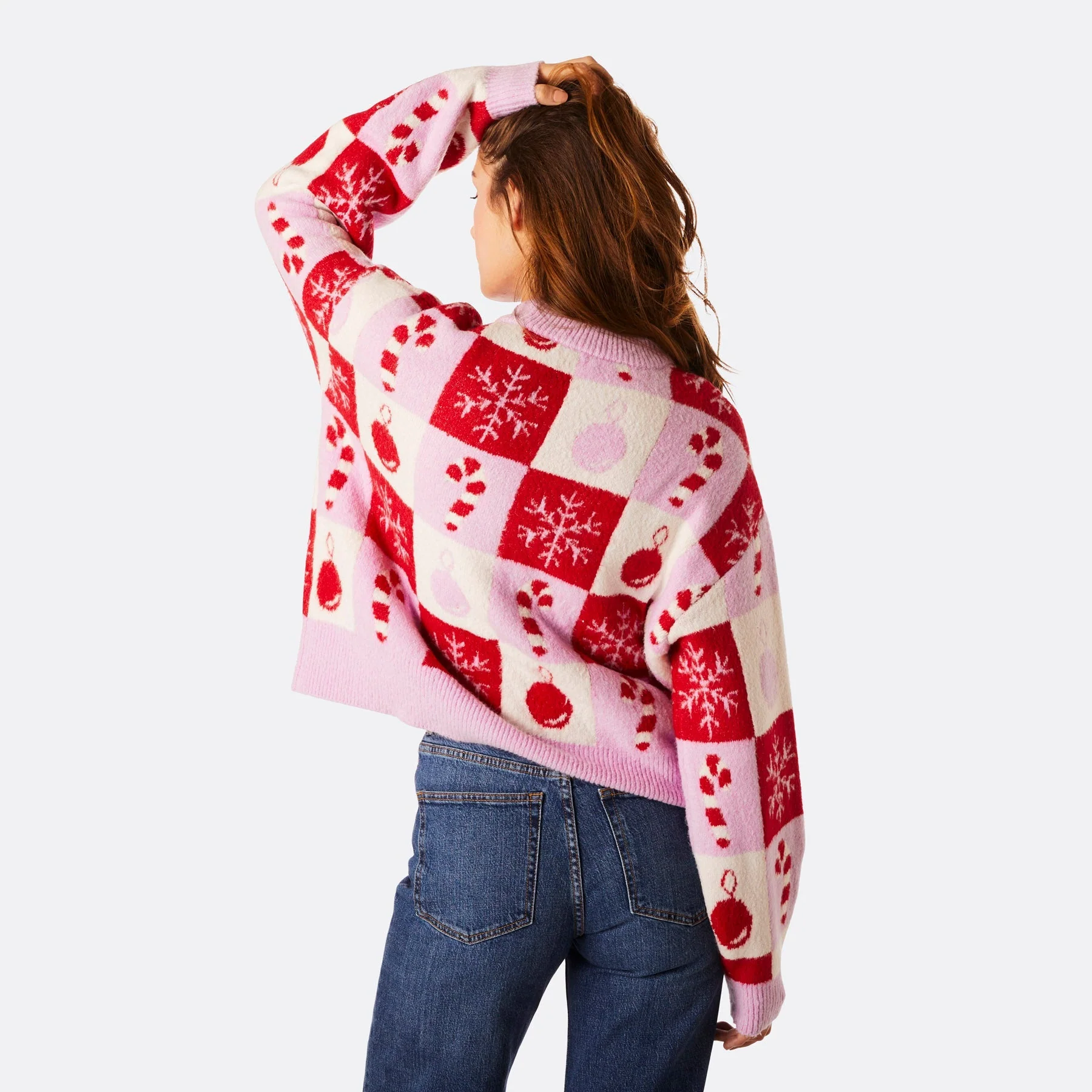 Karierter Oversized Weihnachtspullover Damen - Image 4