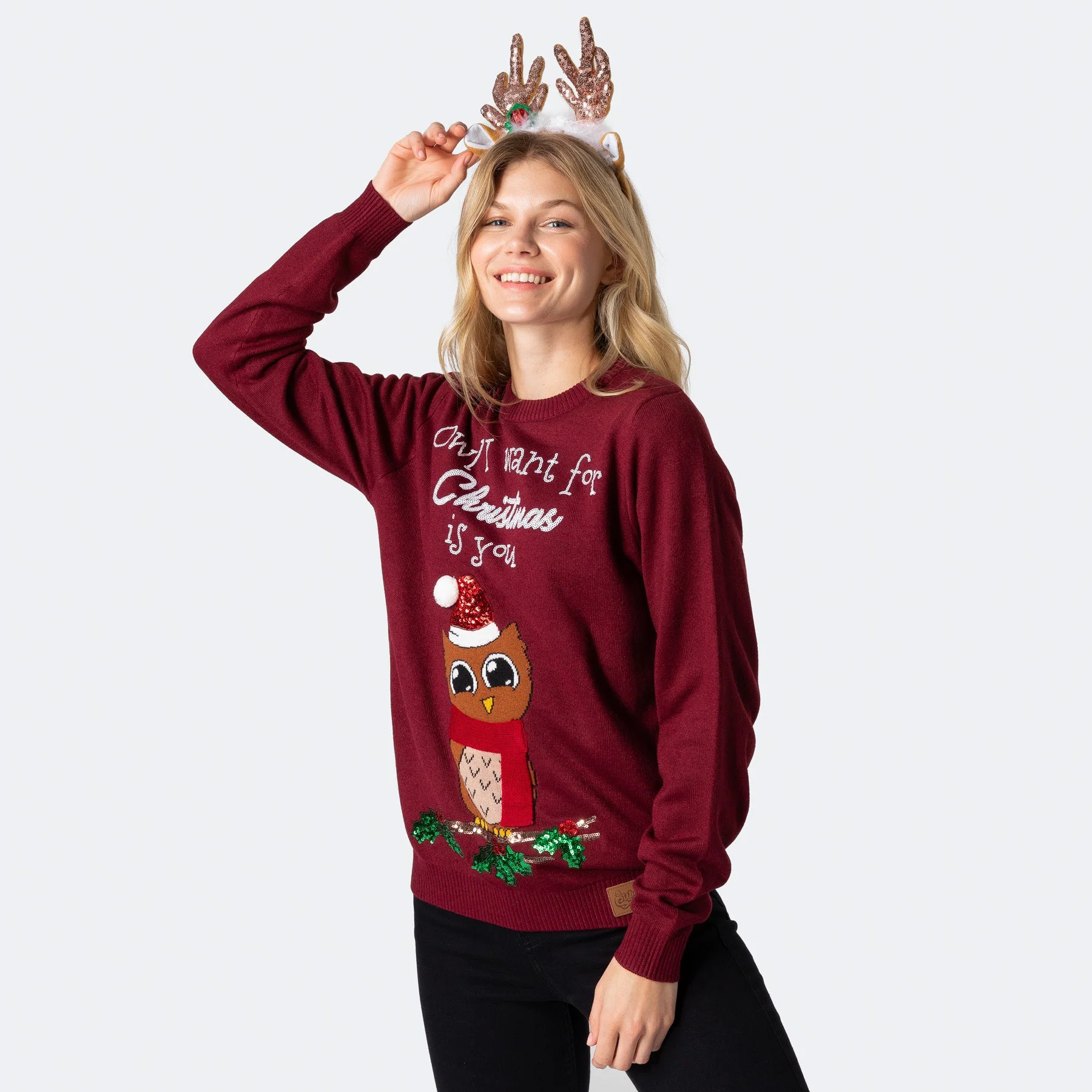 Owl I Want For Christmas Weihnachtspullover Damen - Image 2