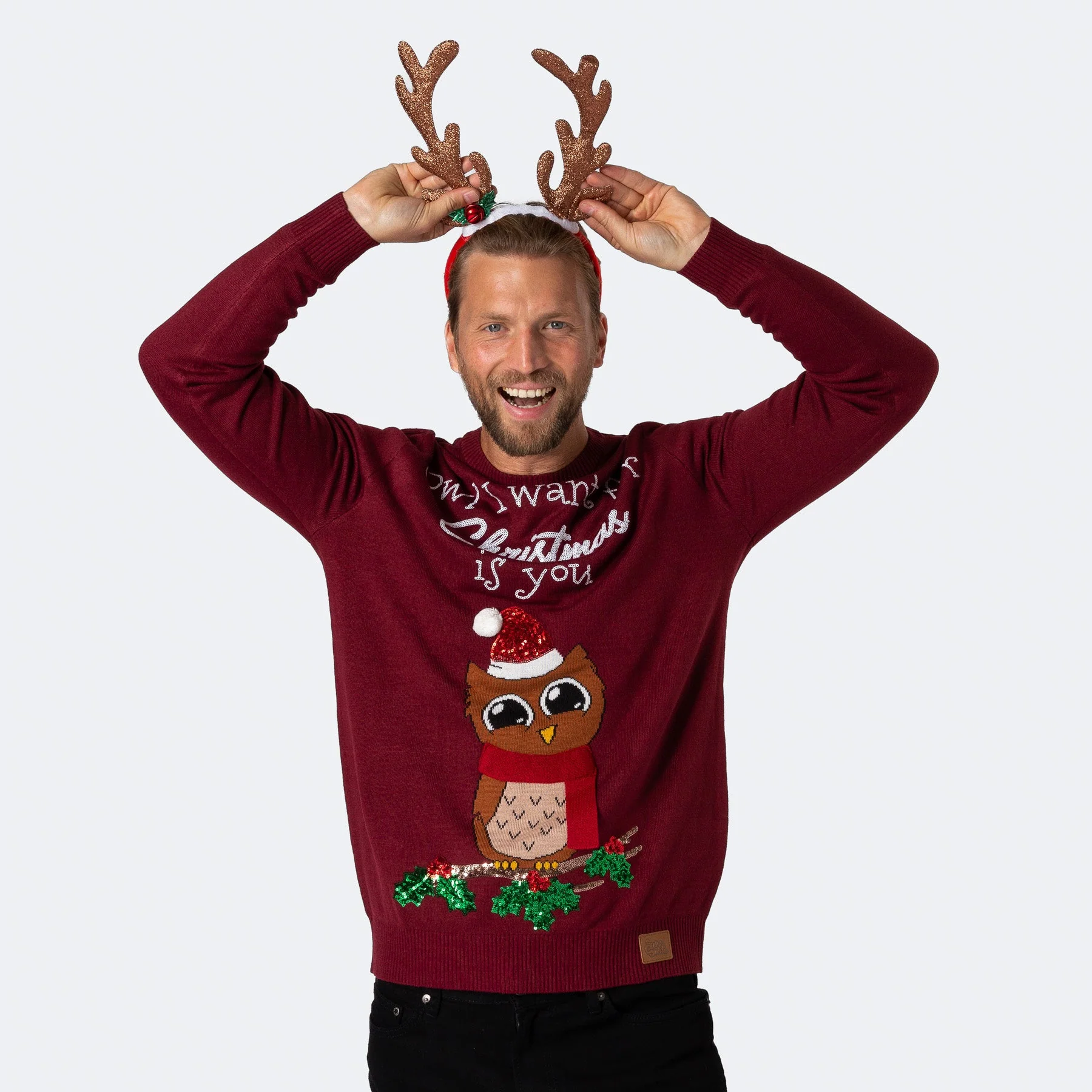 Owl I Want For Christmas Weihnachtspullover Herren - Image 2