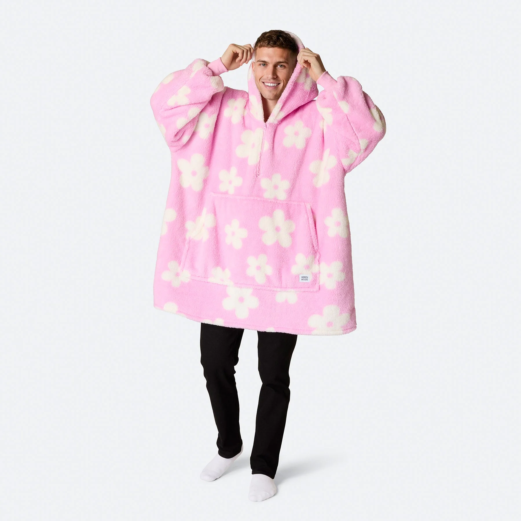 Pinker Blumen Teddy HappyHoodie - Image 4
