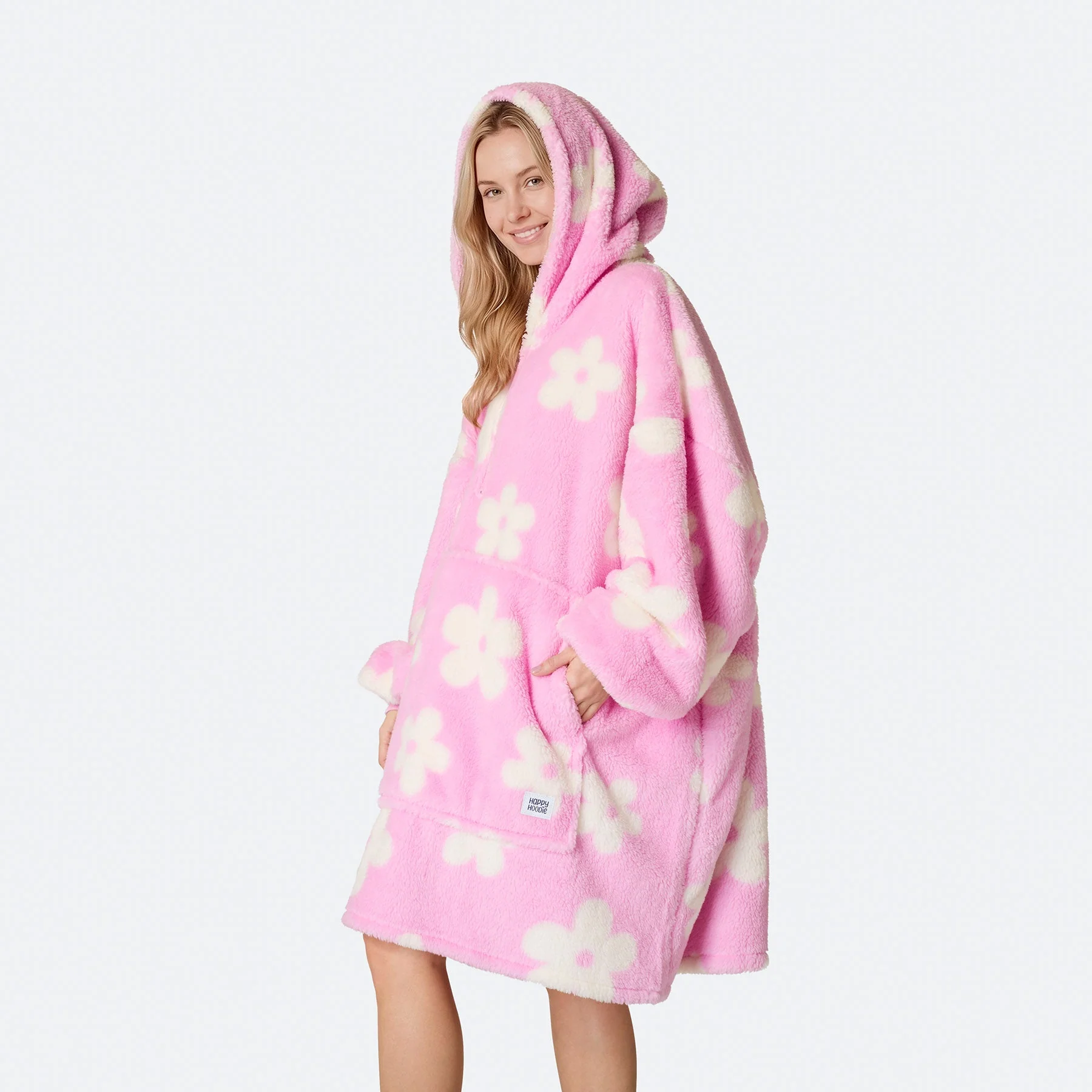 Pinker Blumen Teddy HappyHoodie - Image 5