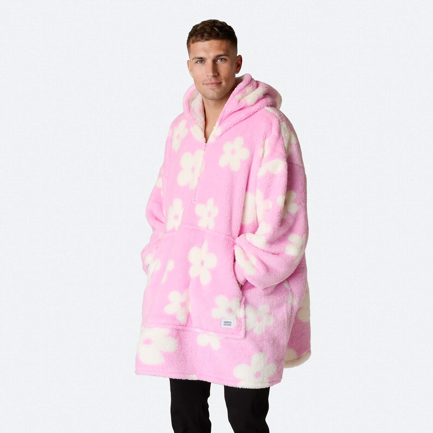 Pinker Blumen Teddy HappyHoodie - Image 6