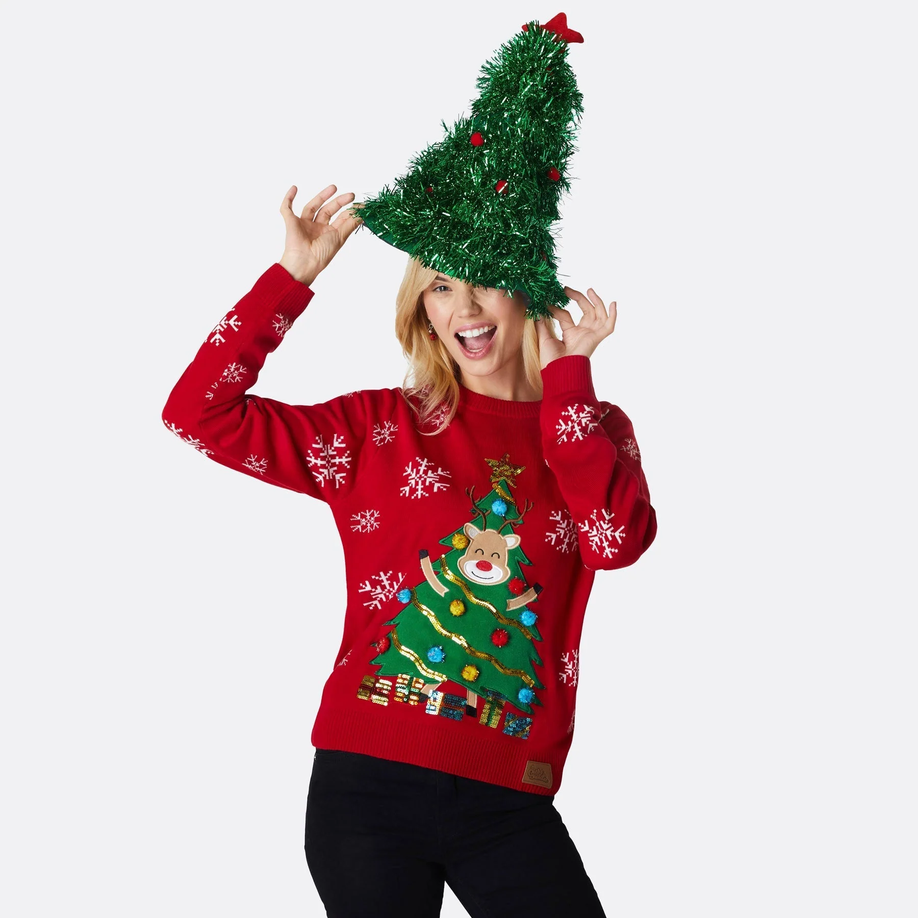 Rentier Christbaum Weihnachtspullover Damen - Image 2