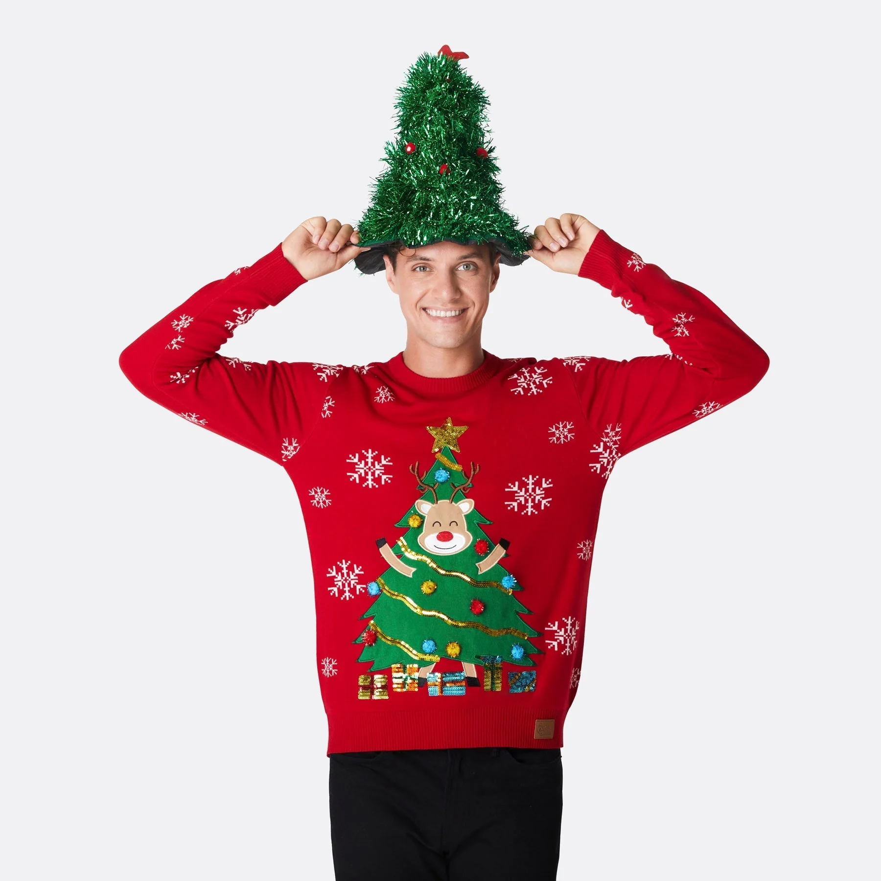 Rentier Christbaum Weihnachtspullover Herren - Image 2