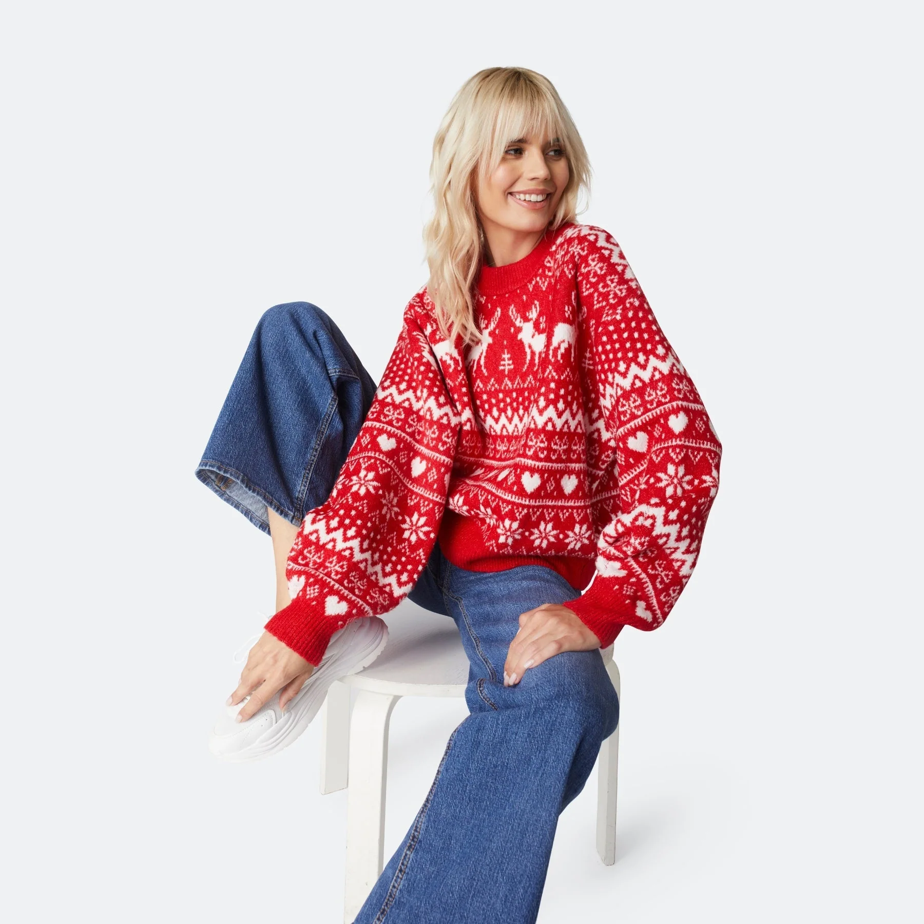 Rentier Oversized Weihnachtspullover Damen - Image 4