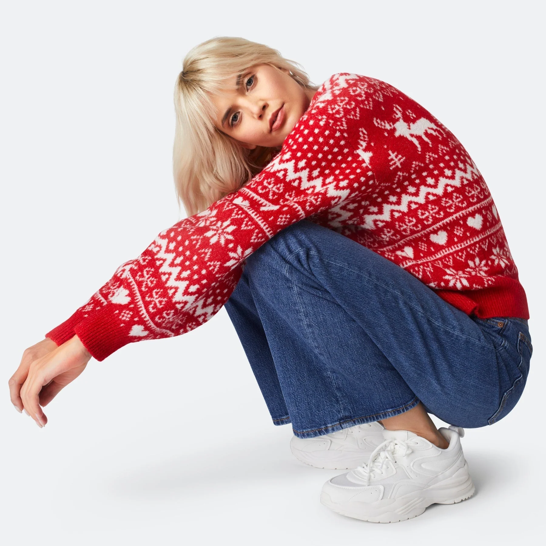 Rentier Oversized Weihnachtspullover Damen - Image 5