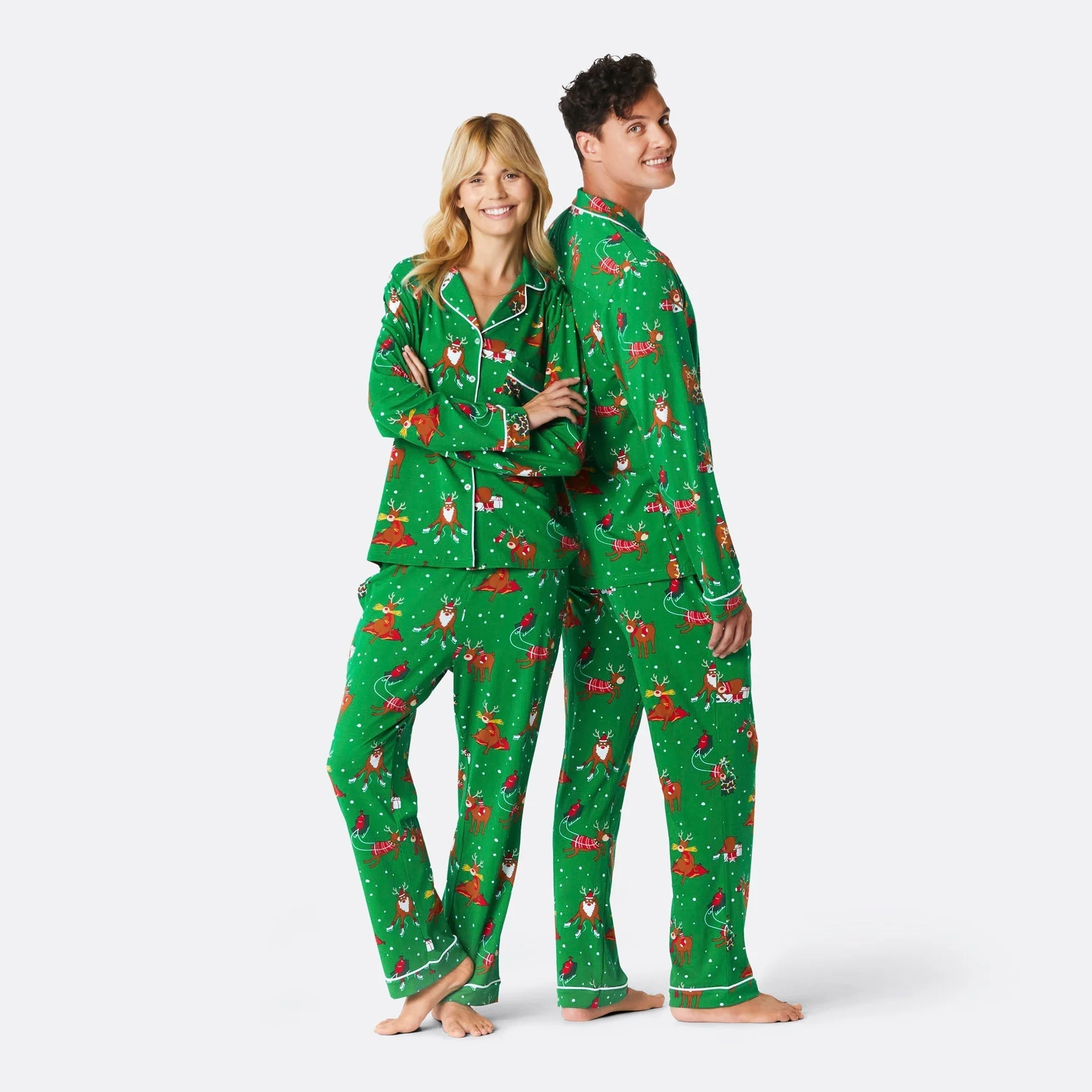 Rentier Weihnachtspyjama mit Kragen Herren - Image 2