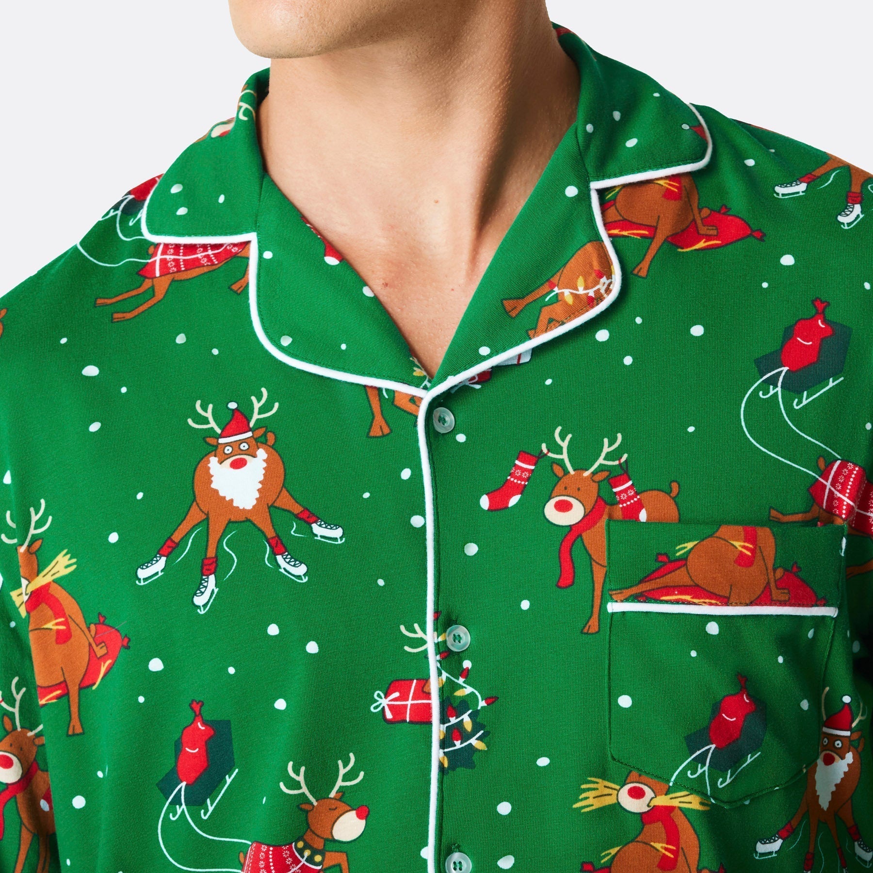Rentier Weihnachtspyjama mit Kragen Herren - Image 4