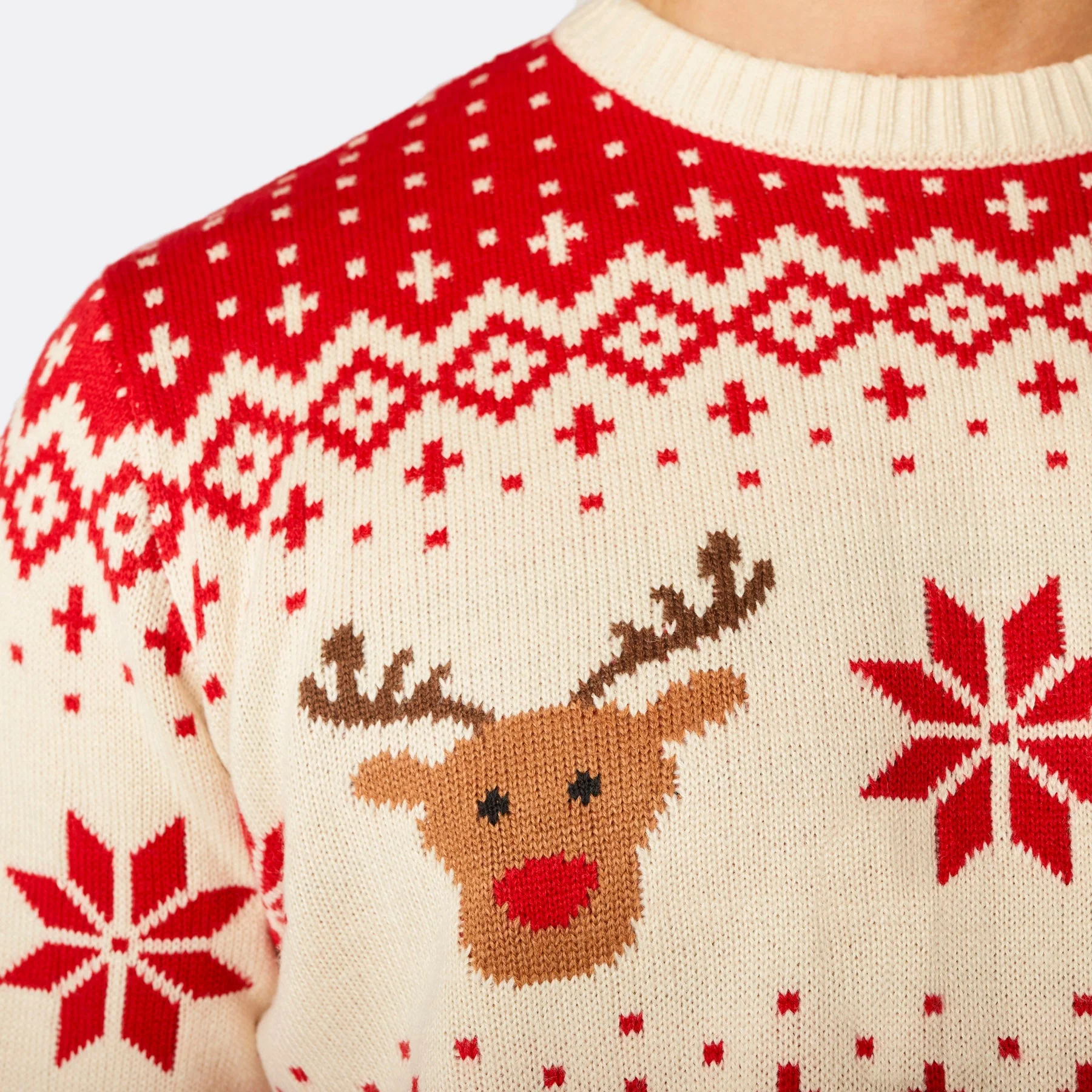 Roter Retro Rentier Weihnachtspullover Damen - Image 5