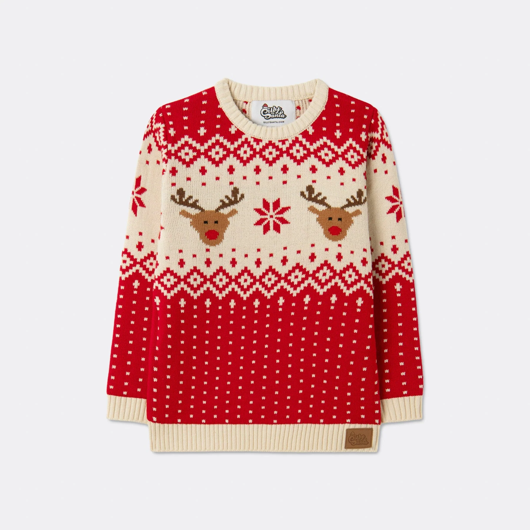 Roter Retro Rentier Weihnachtspullover Kinder - Image 3