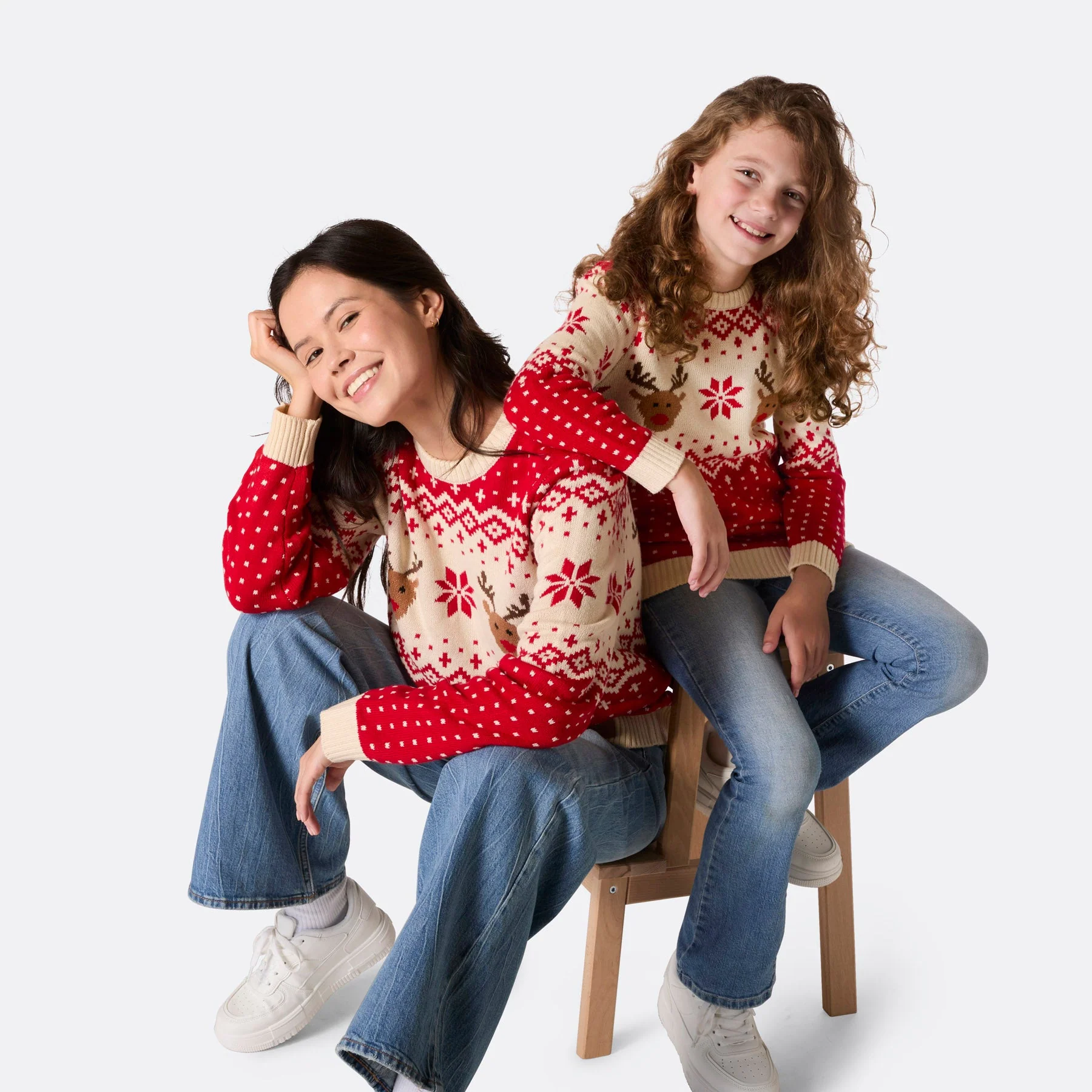 Roter Retro Rentier Weihnachtspullover Kinder - Image 5