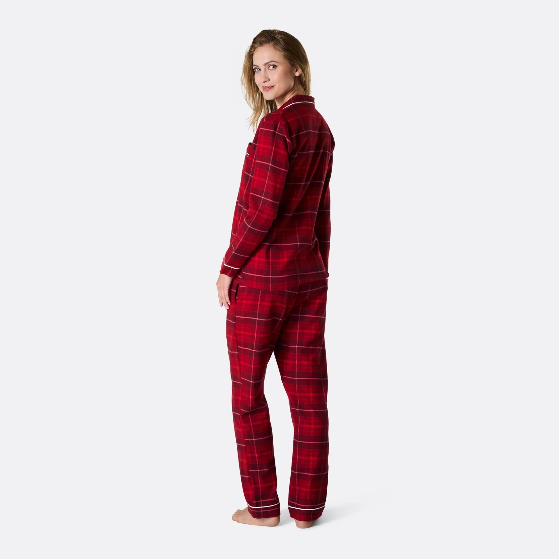 Roter Flanell Weihnachtspyjama Damen - Image 4