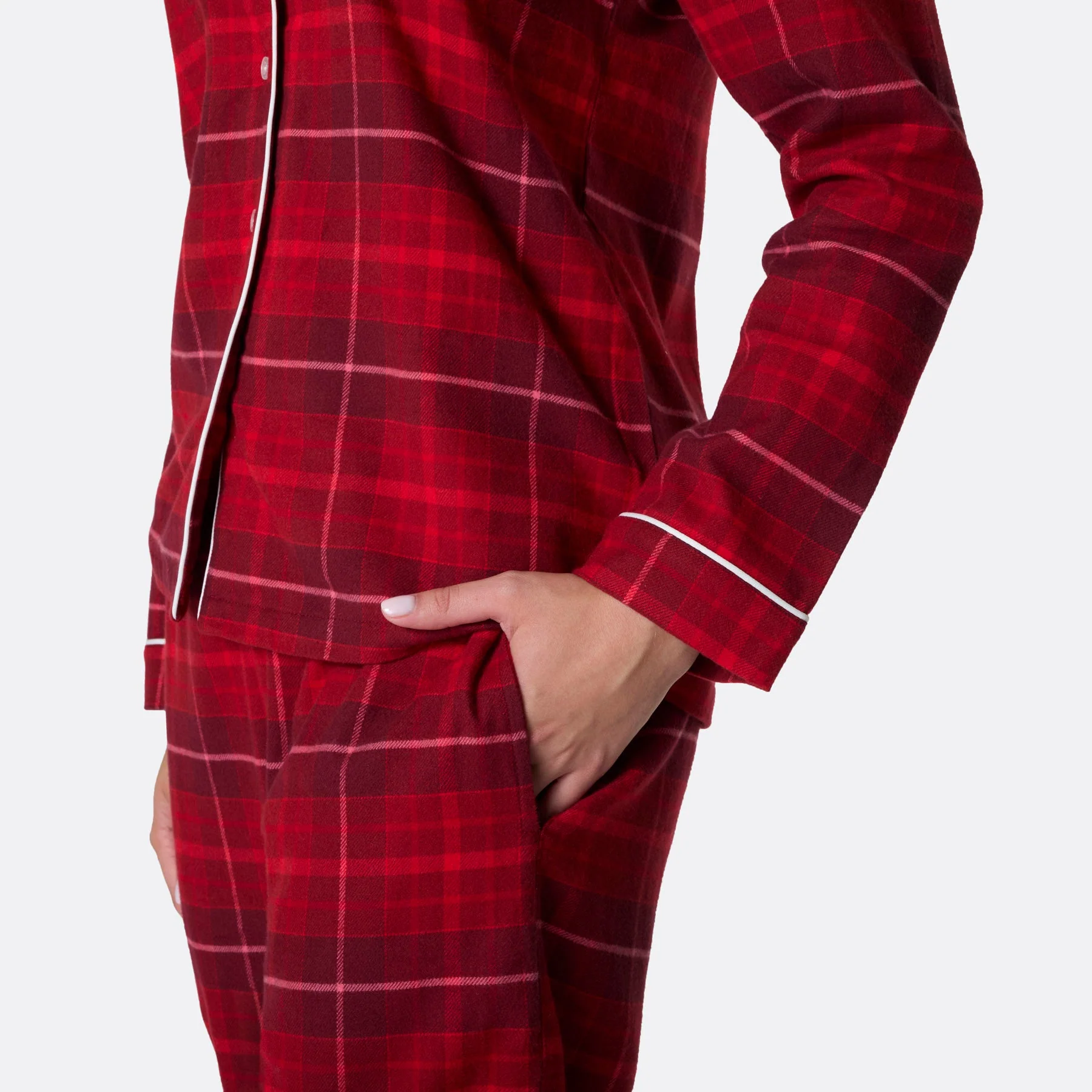 Roter Flanell Weihnachtspyjama Damen - Image 5