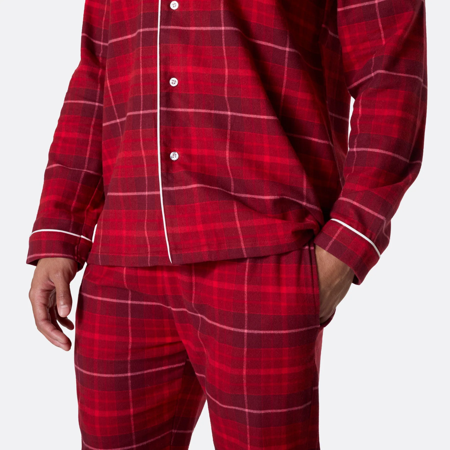 Roter Flanell Weihnachtspyjama Herren - Image 5