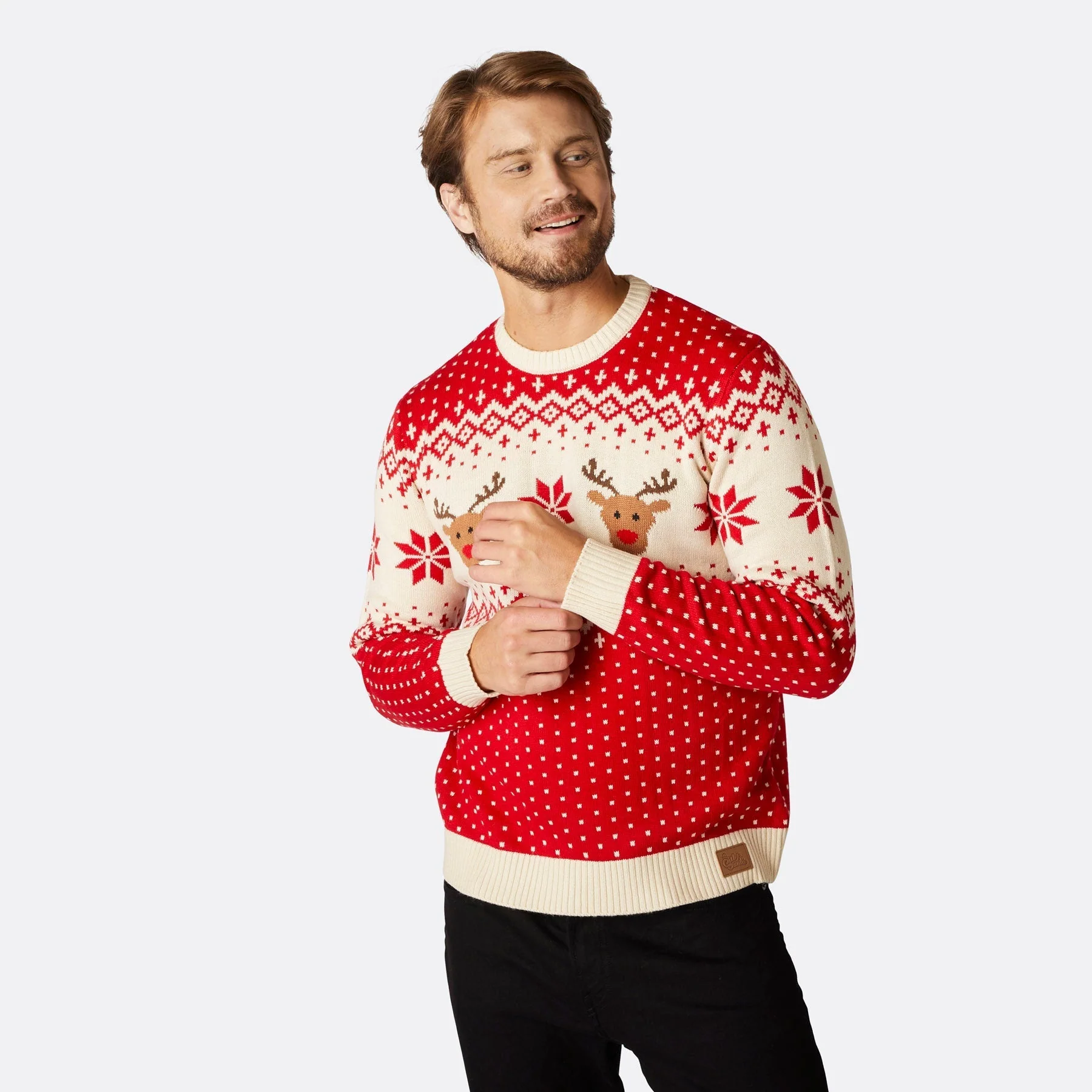 Roter Retro Rentier Weihnachtspullover für die ganze Familie - Image 4
