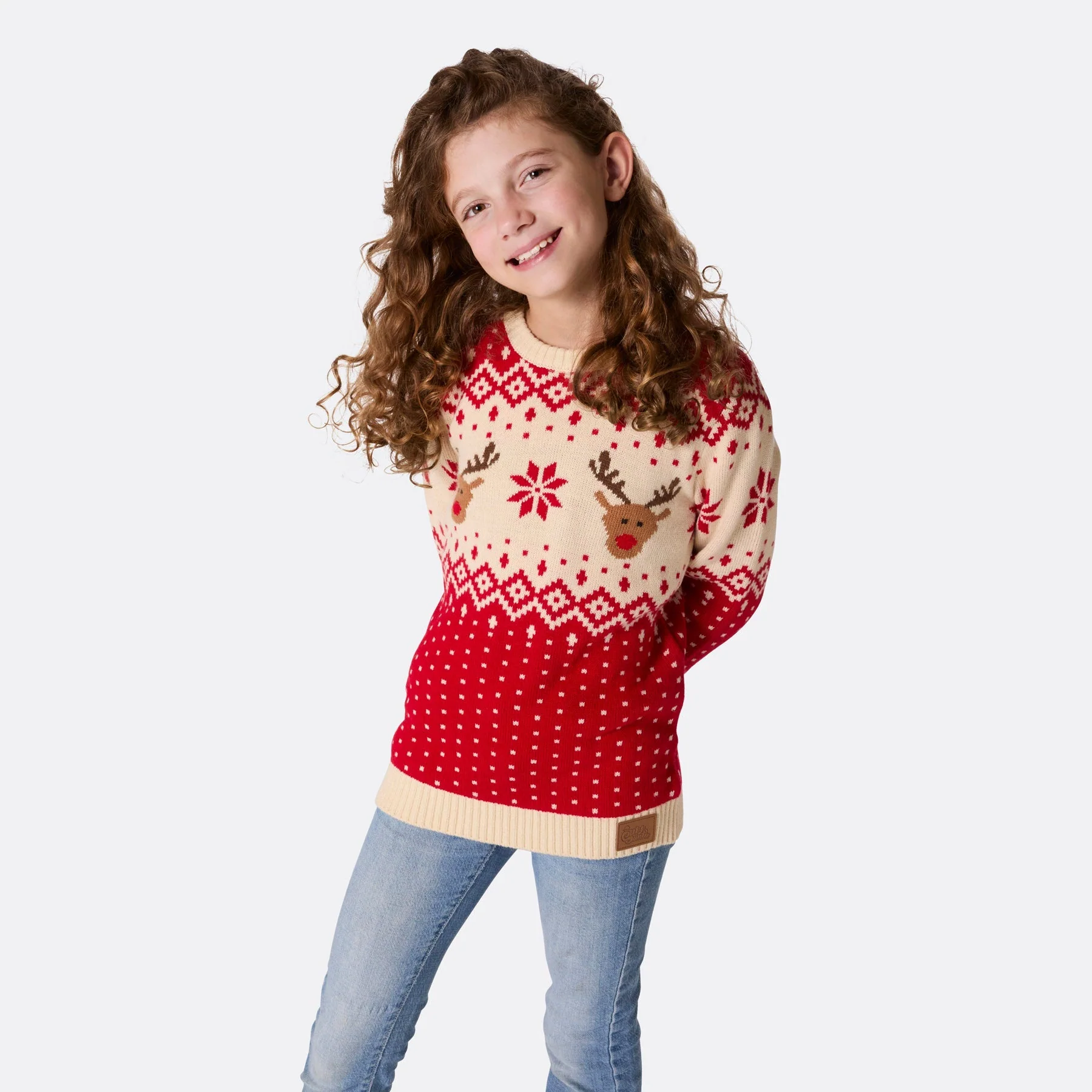 Roter Retro Rentier Weihnachtspullover für die ganze Familie - Image 5