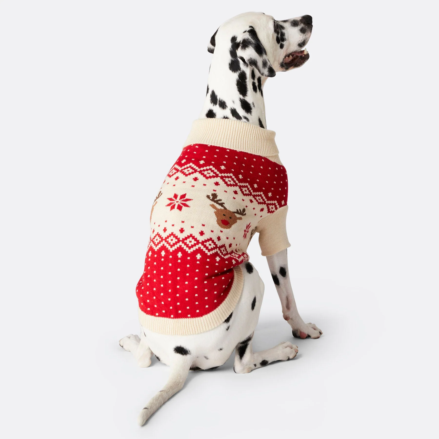 Roter Retro Rentier Weihnachtspullover für Hunde - Image 3