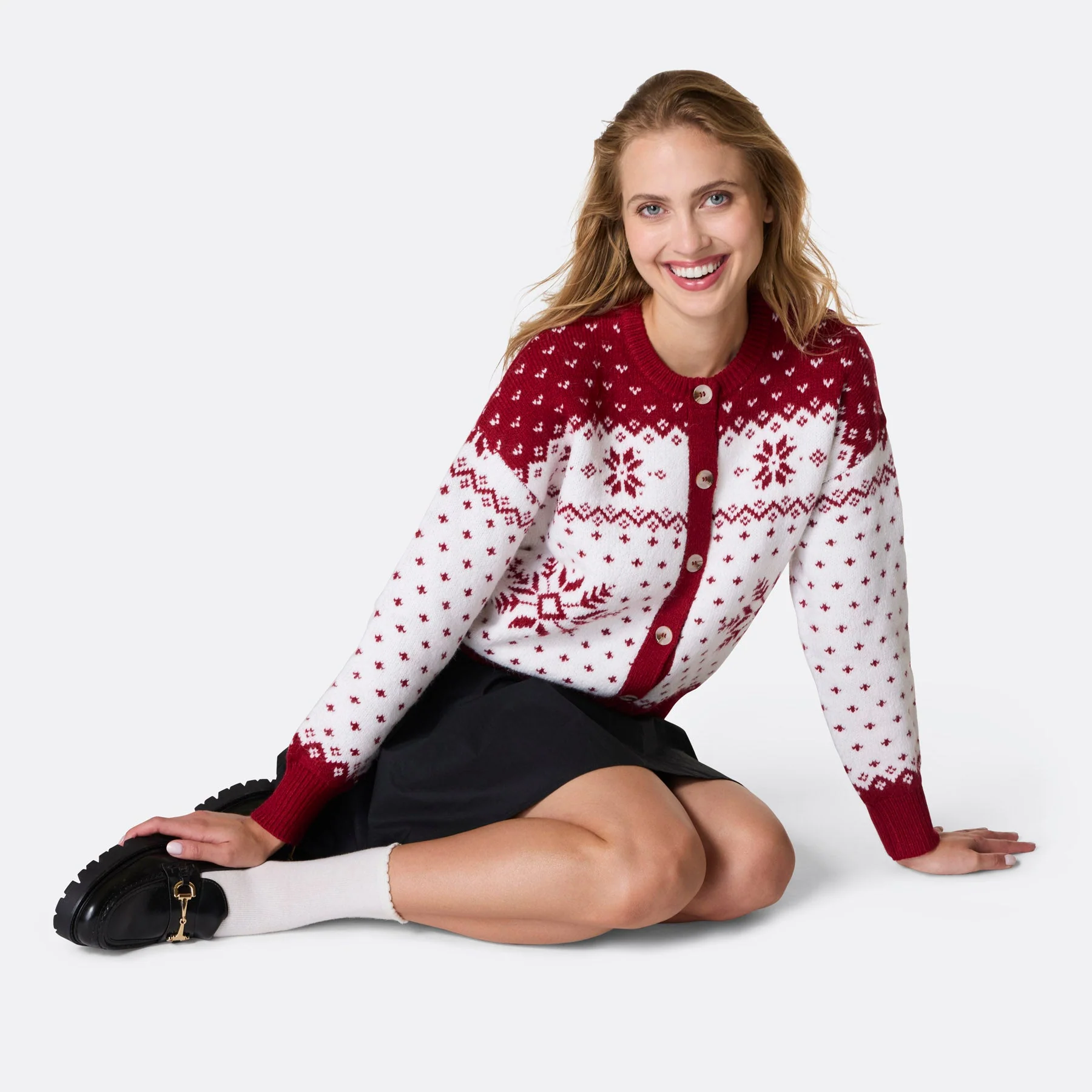 Roter Weihnachts-Cardigan Damen - Image 2