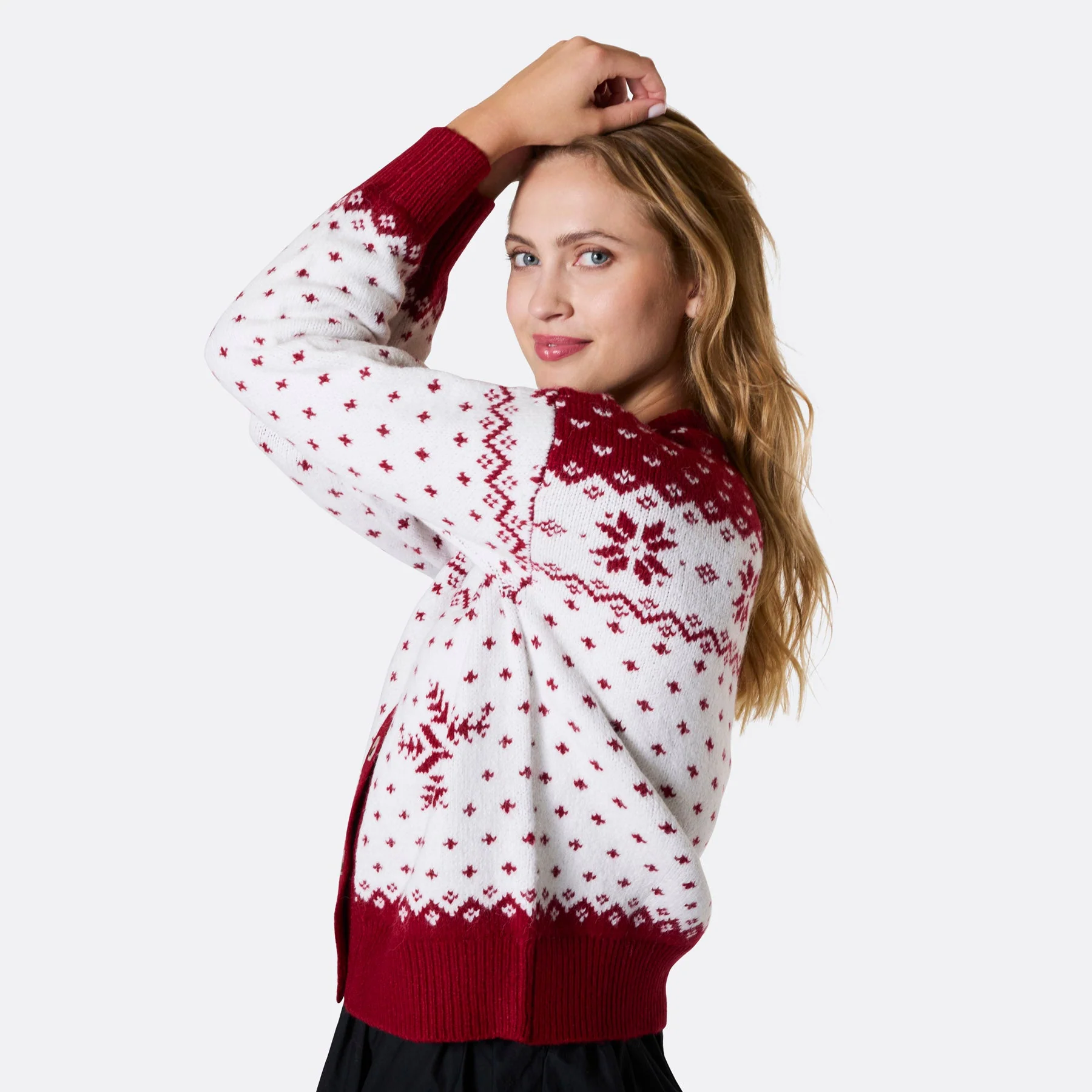 Roter Weihnachts-Cardigan Damen - Image 3