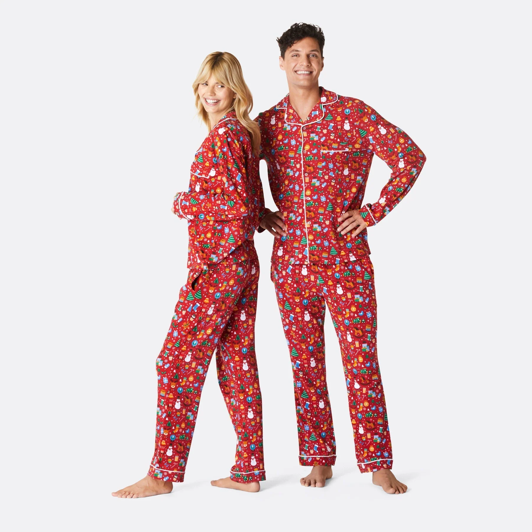 Roter Weihnachtstraum Weihnachtspyjama mit Kragen Herren - Image 2