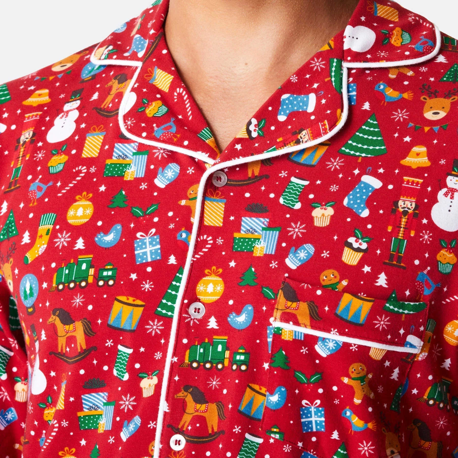 Roter Weihnachtstraum Weihnachtspyjama mit Kragen Herren - Image 4