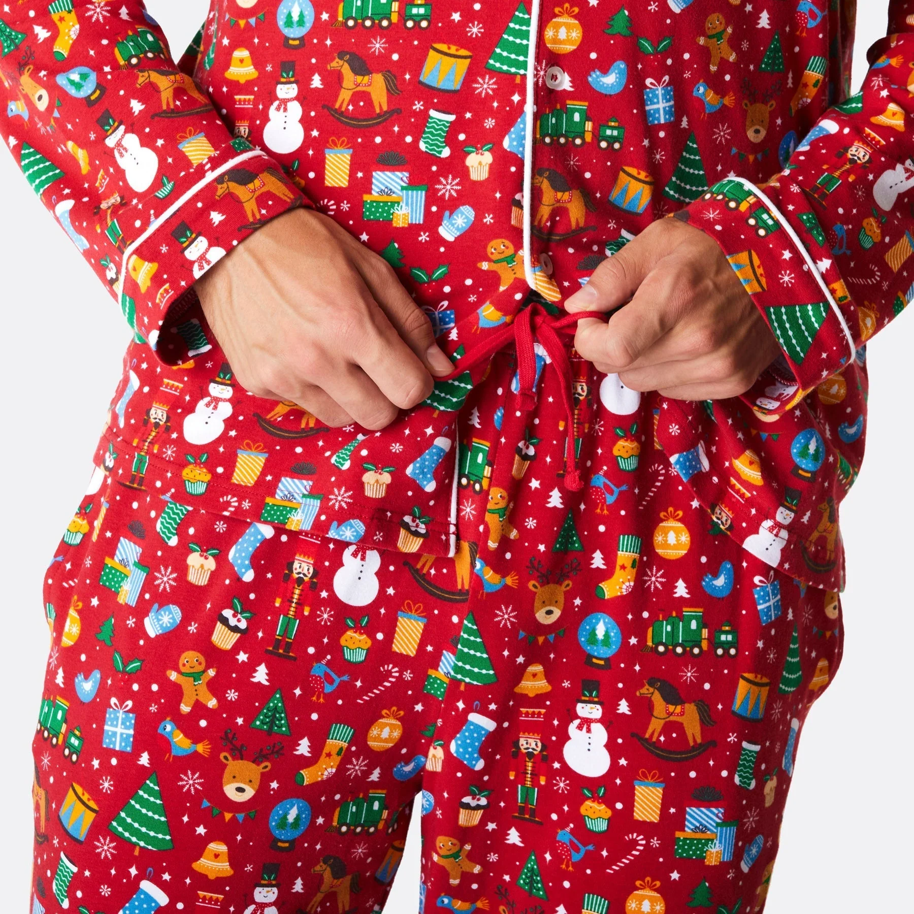Roter Weihnachtstraum Weihnachtspyjama mit Kragen Herren - Image 5