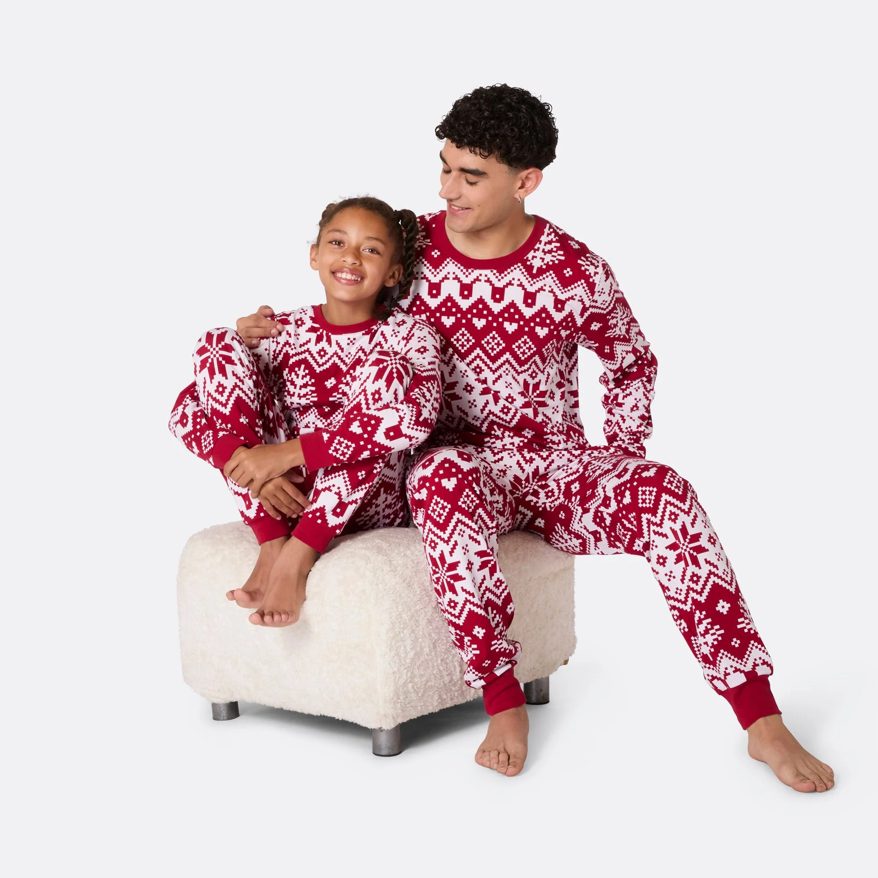 Roter Winter Strickmuster Weihnachtspyjama Damen - Image 7