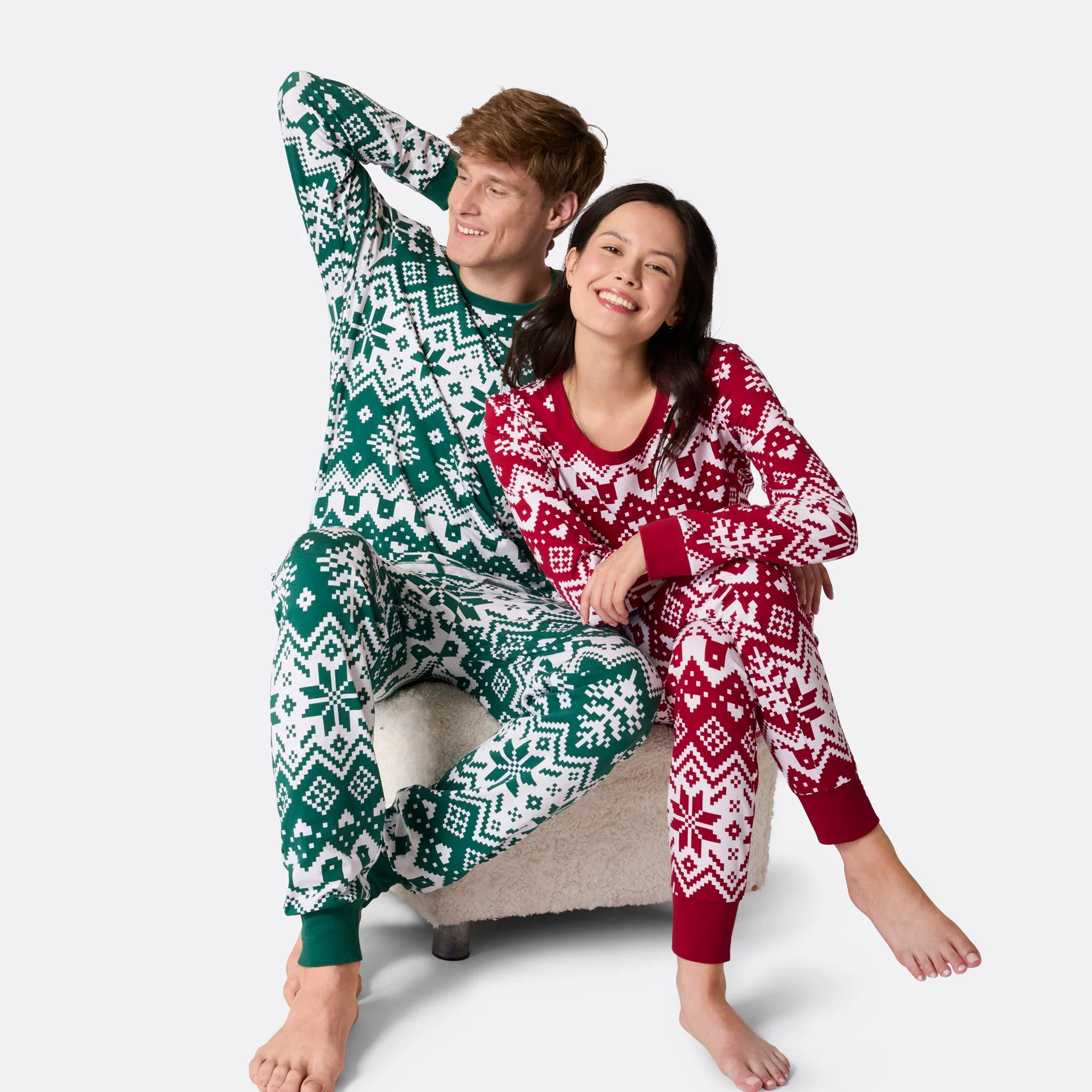 Roter Winter Strickmuster Weihnachtspyjama Damen - Image 8