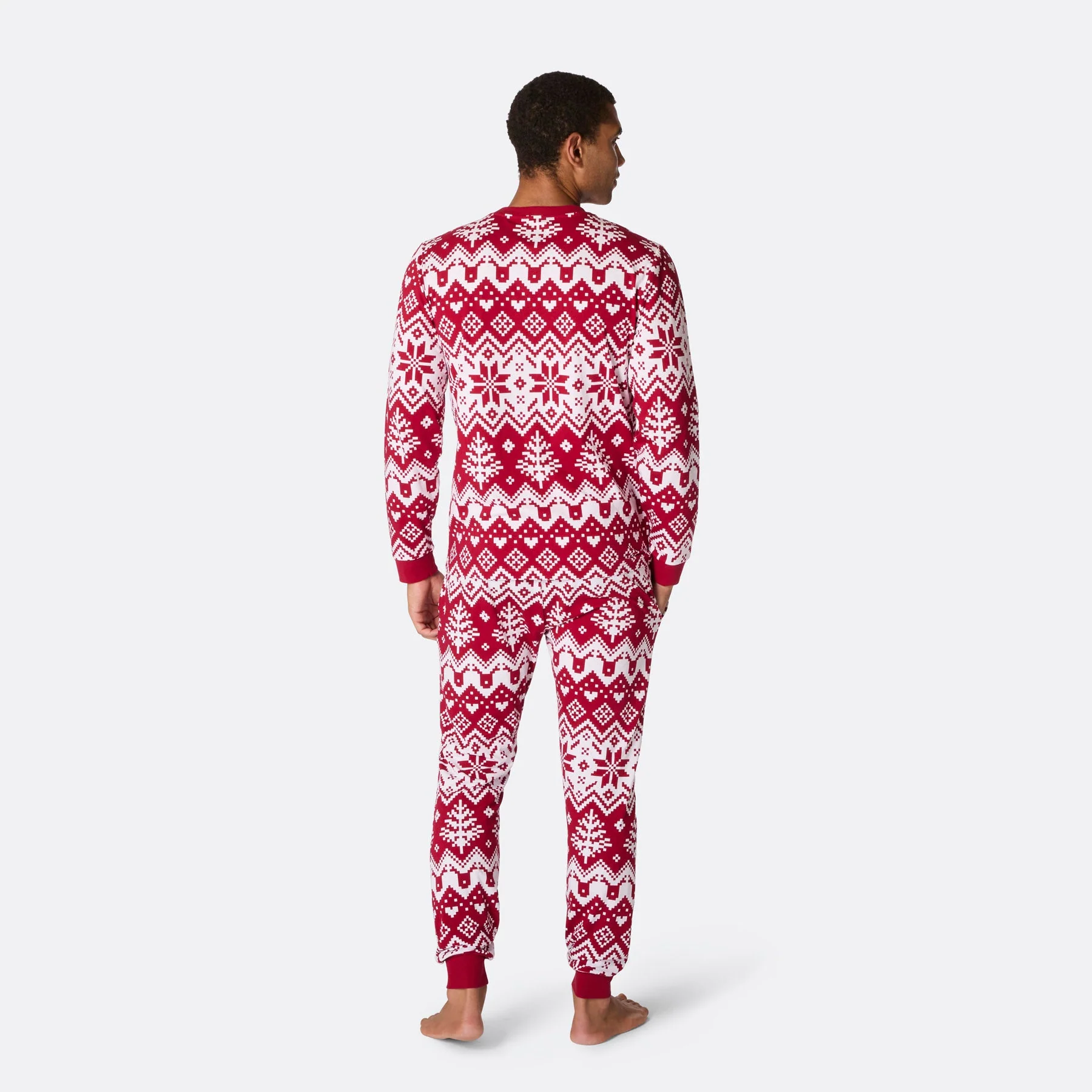 Roter Winter Strickmuster Weihnachtspyjama Herren - Image 4