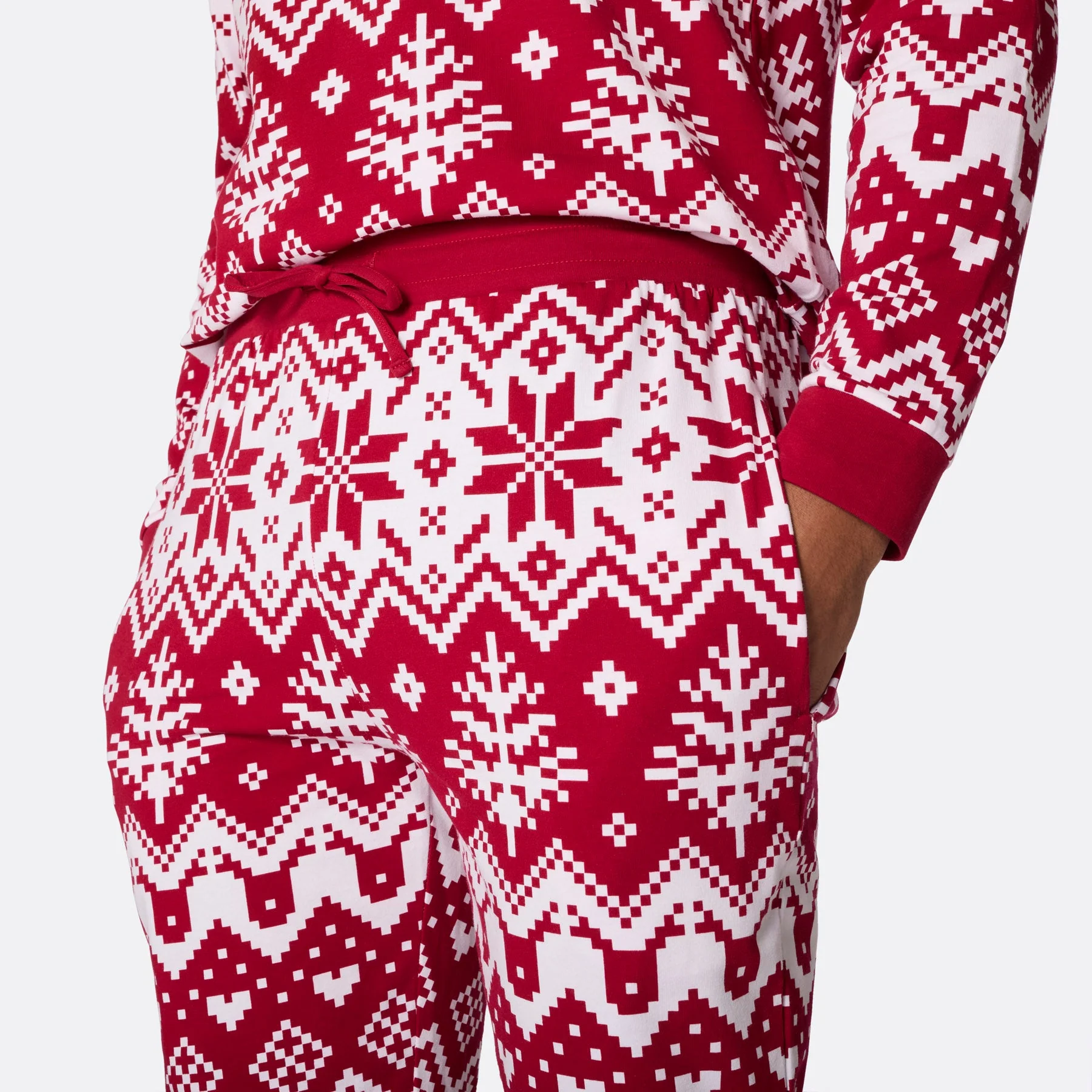 Roter Winter Strickmuster Weihnachtspyjama Herren - Image 5