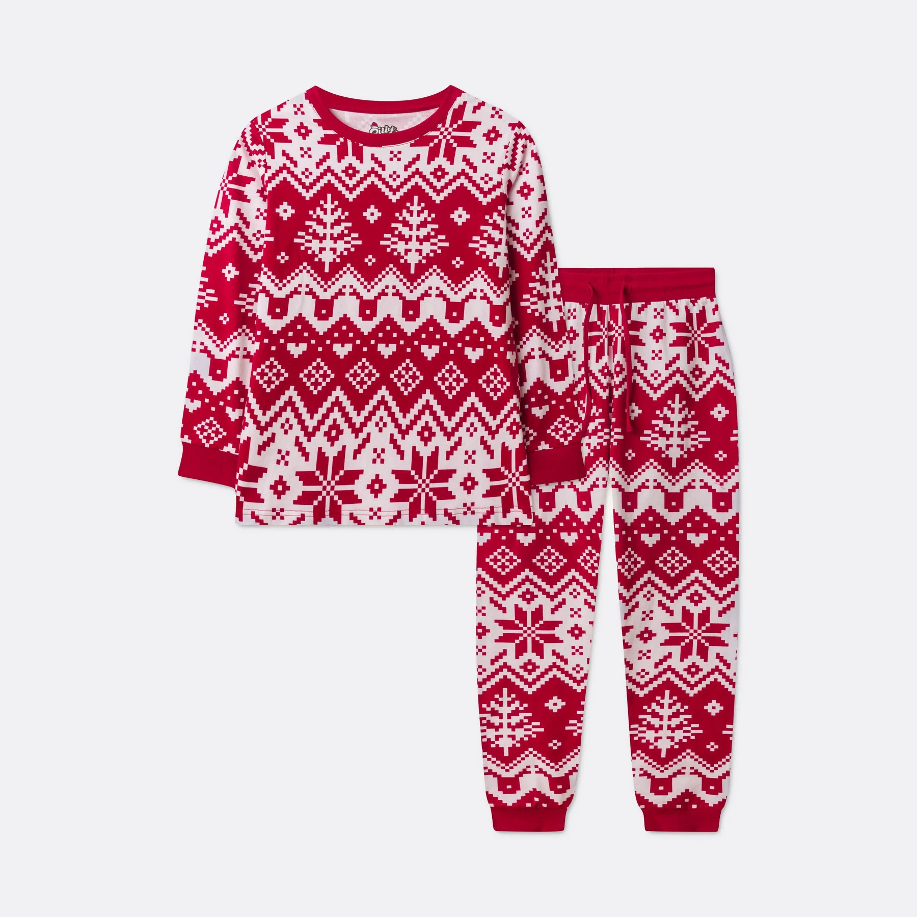 Roter Winter Strickmuster Weihnachtspyjama Kinder - Image 6