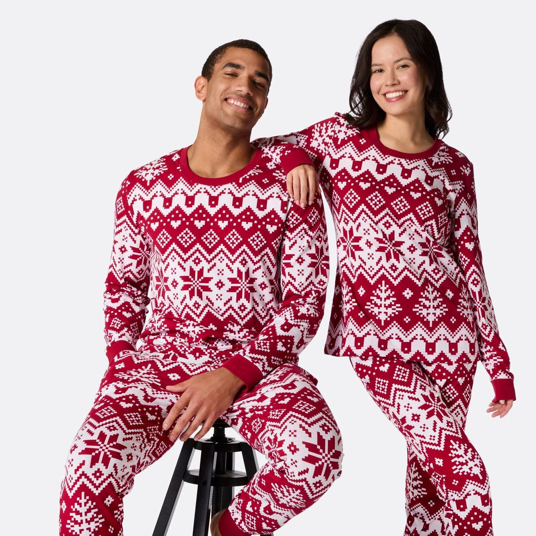 Roter Winter Strickmuster Weihnachtspyjama Familie - Image 9