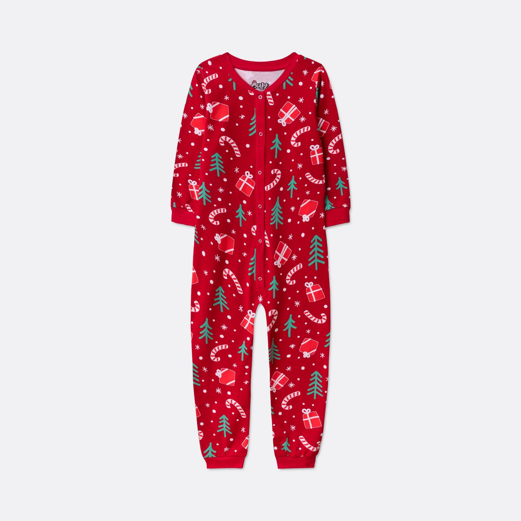 Rotes Weihnachtsmuster Overall Weihnachtspyjama Kinder - Image 5