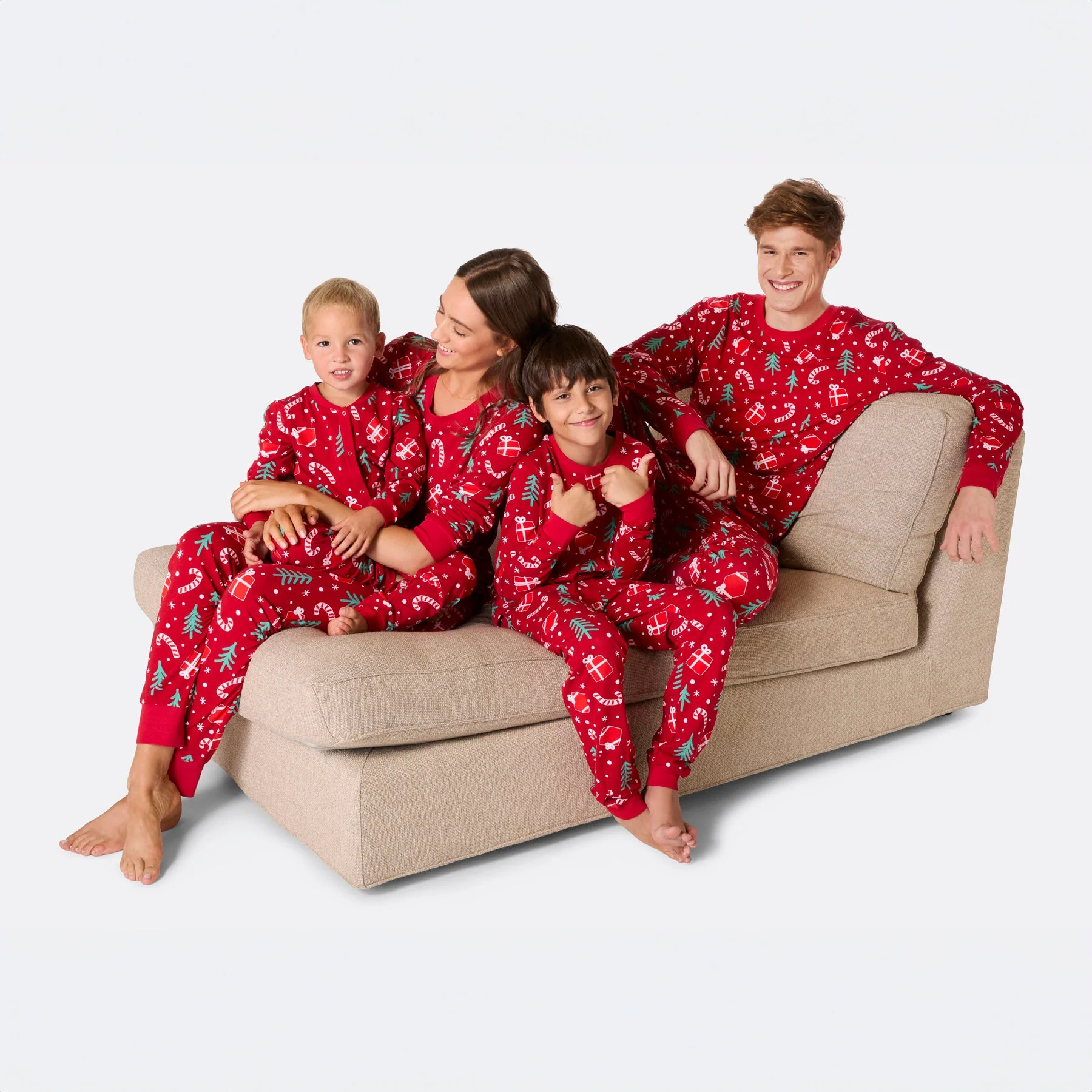 Rotes Weihnachtsmuster Overall Weihnachtspyjama Kinder - Image 8