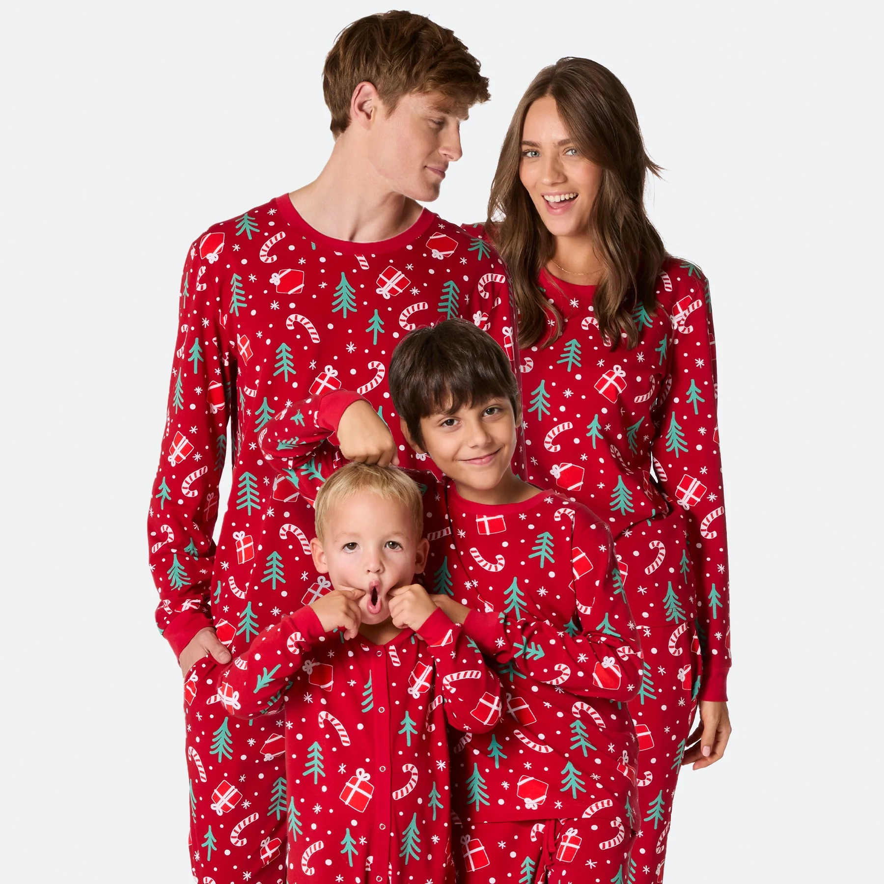 Rotes Weihnachtsmuster Weihnachtspyjama Familie