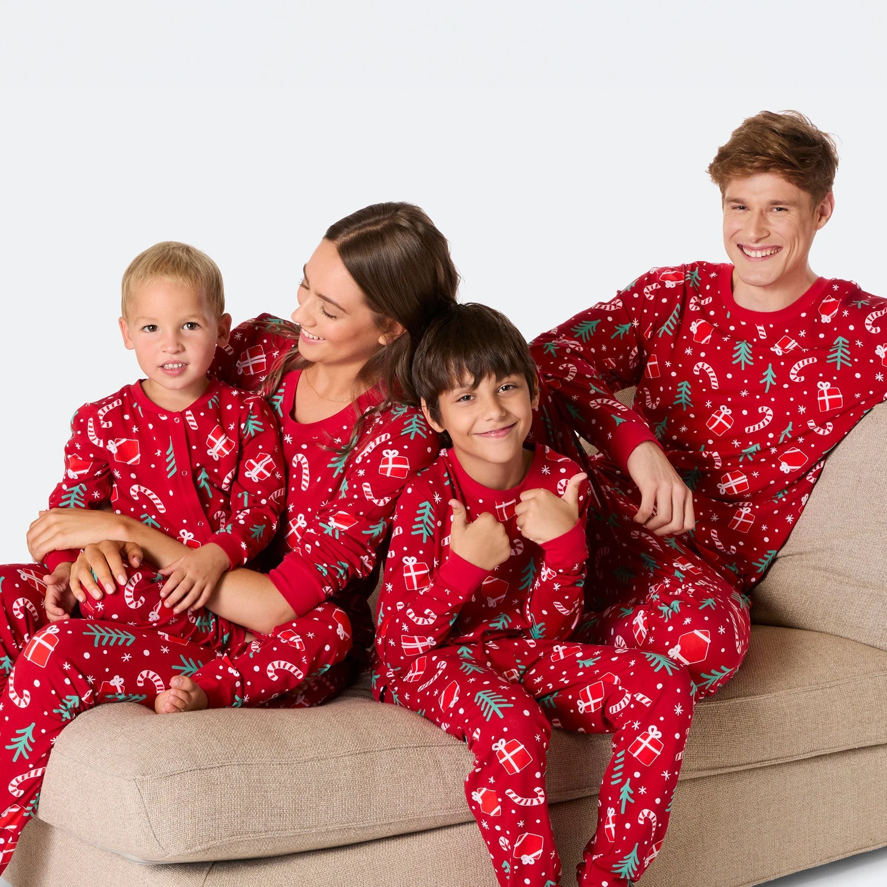Rotes Weihnachtsmuster Weihnachtspyjama Familie - Image 2