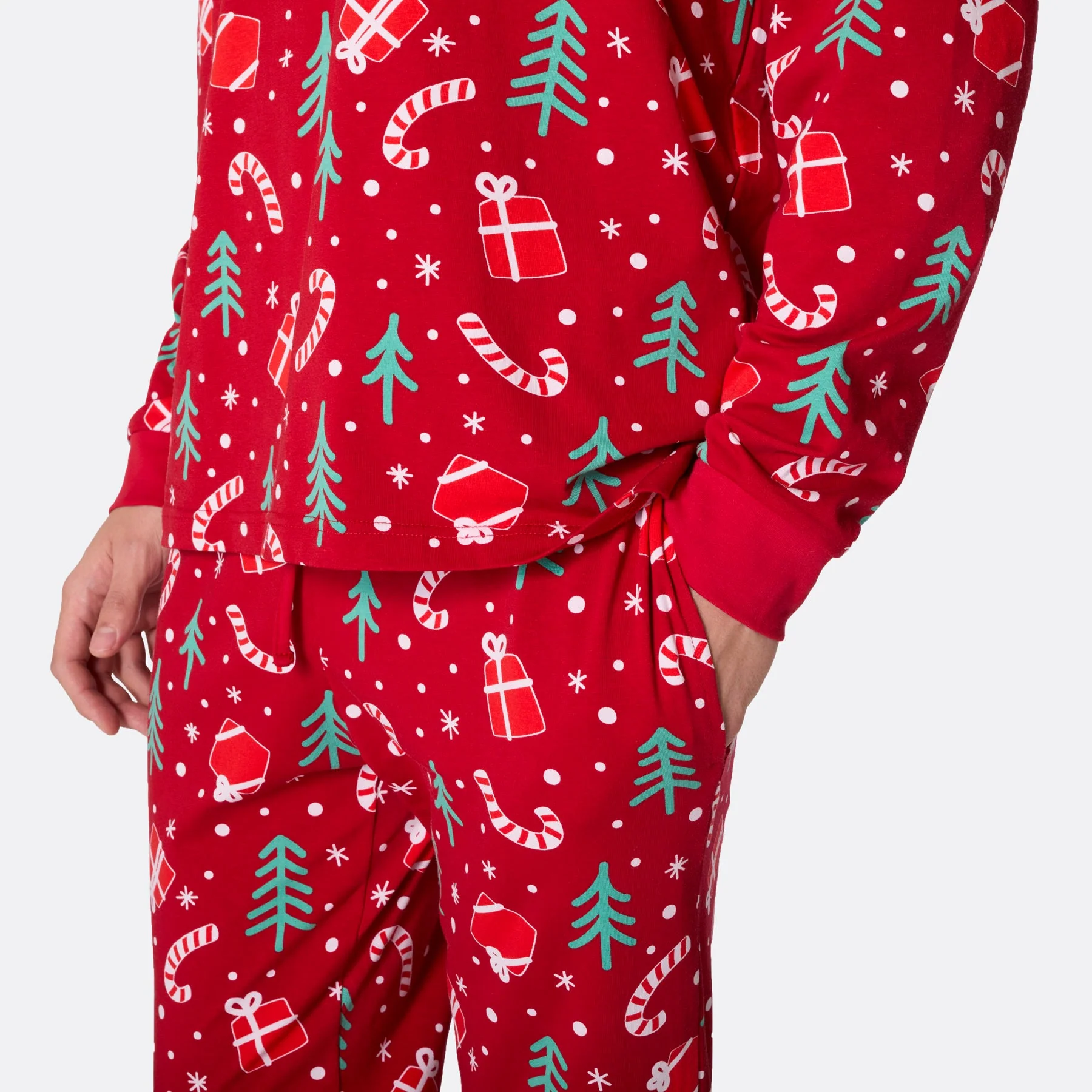 Rotes Weihnachtsmuster Weihnachtspyjama Herren - Image 5